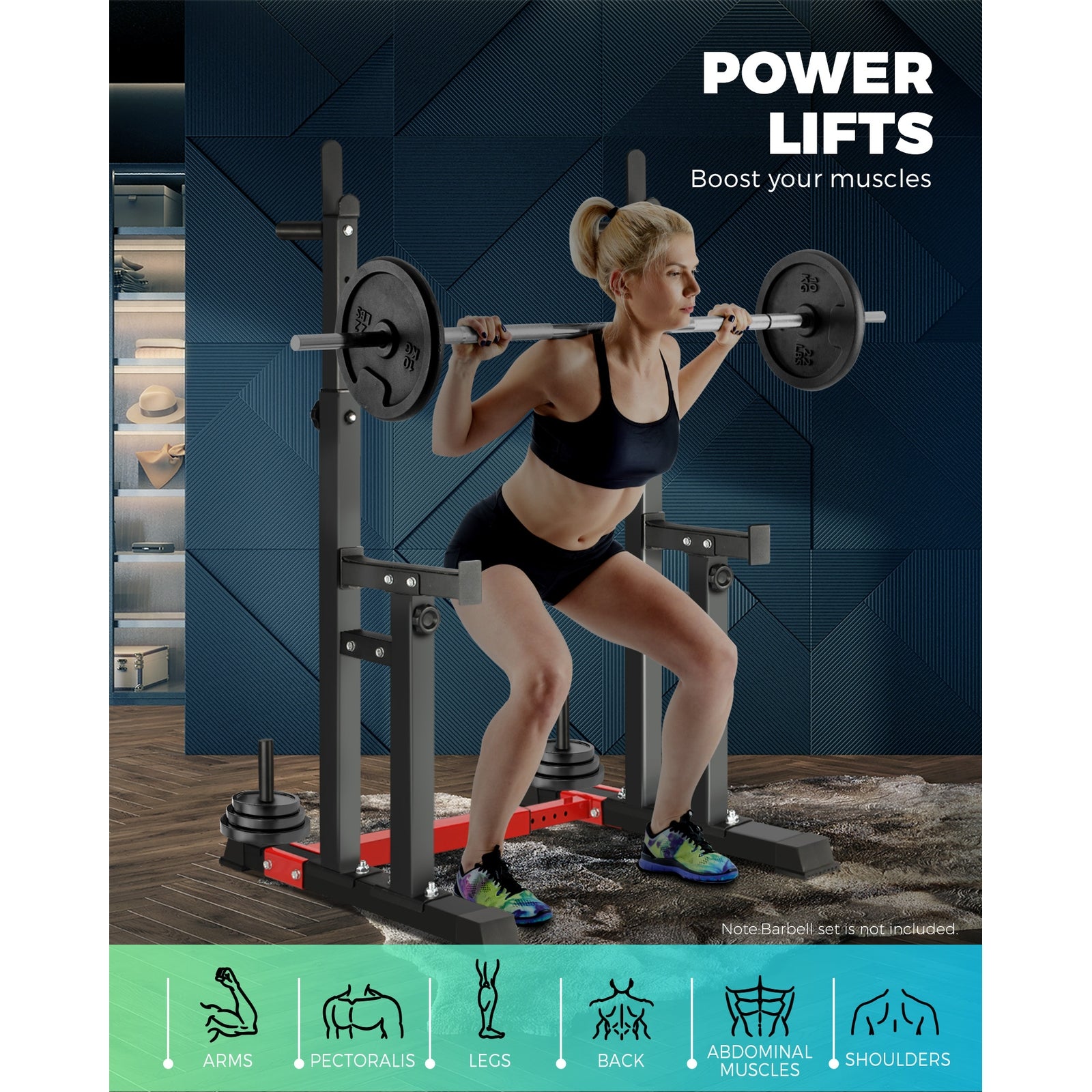 Finex Adjustable Squat Rack Weight Bench Press Barbell Bar Stand Weight Lifting - Sunyee