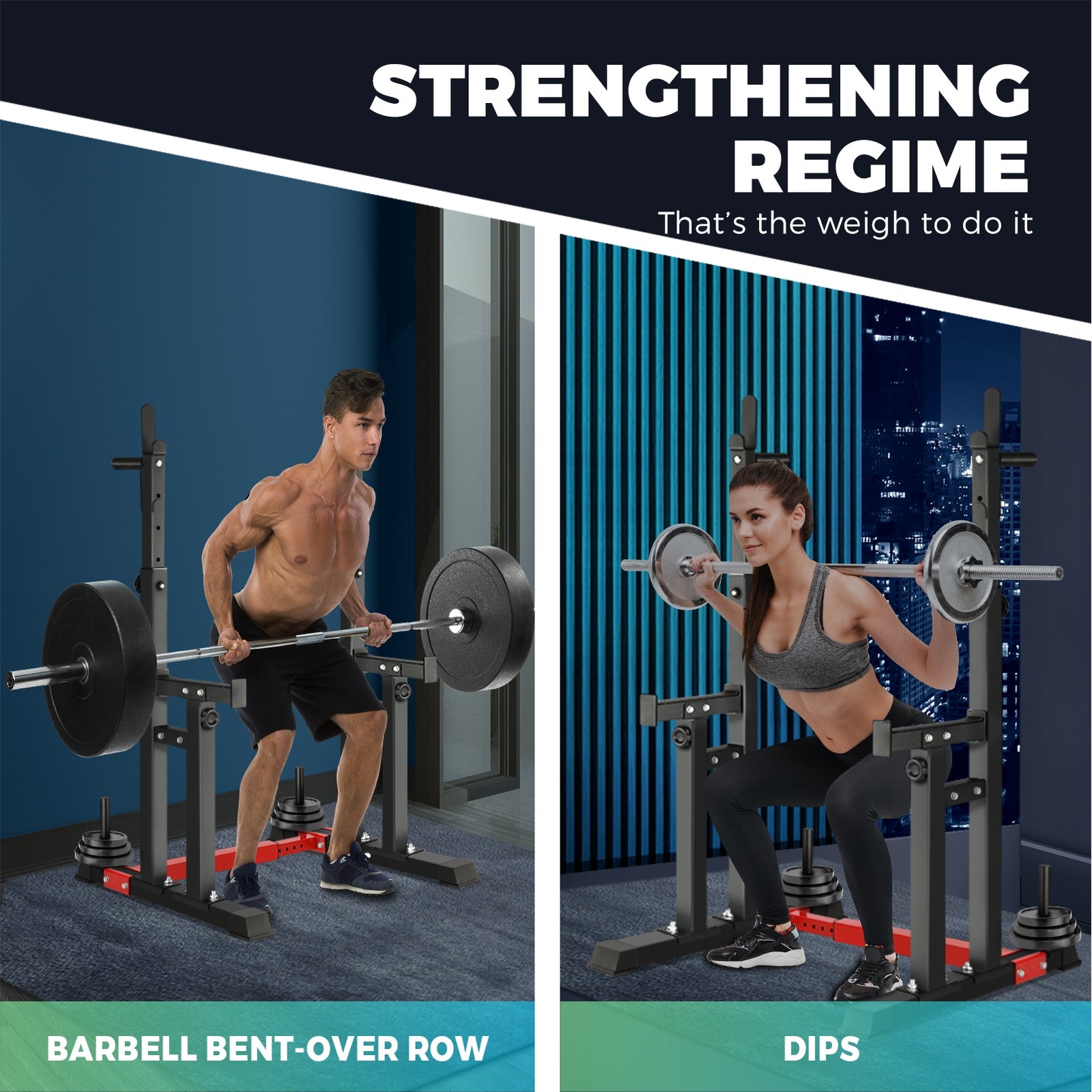 Finex Adjustable Squat Rack Weight Bench Press Barbell Bar Stand Weight Lifting - Sunyee