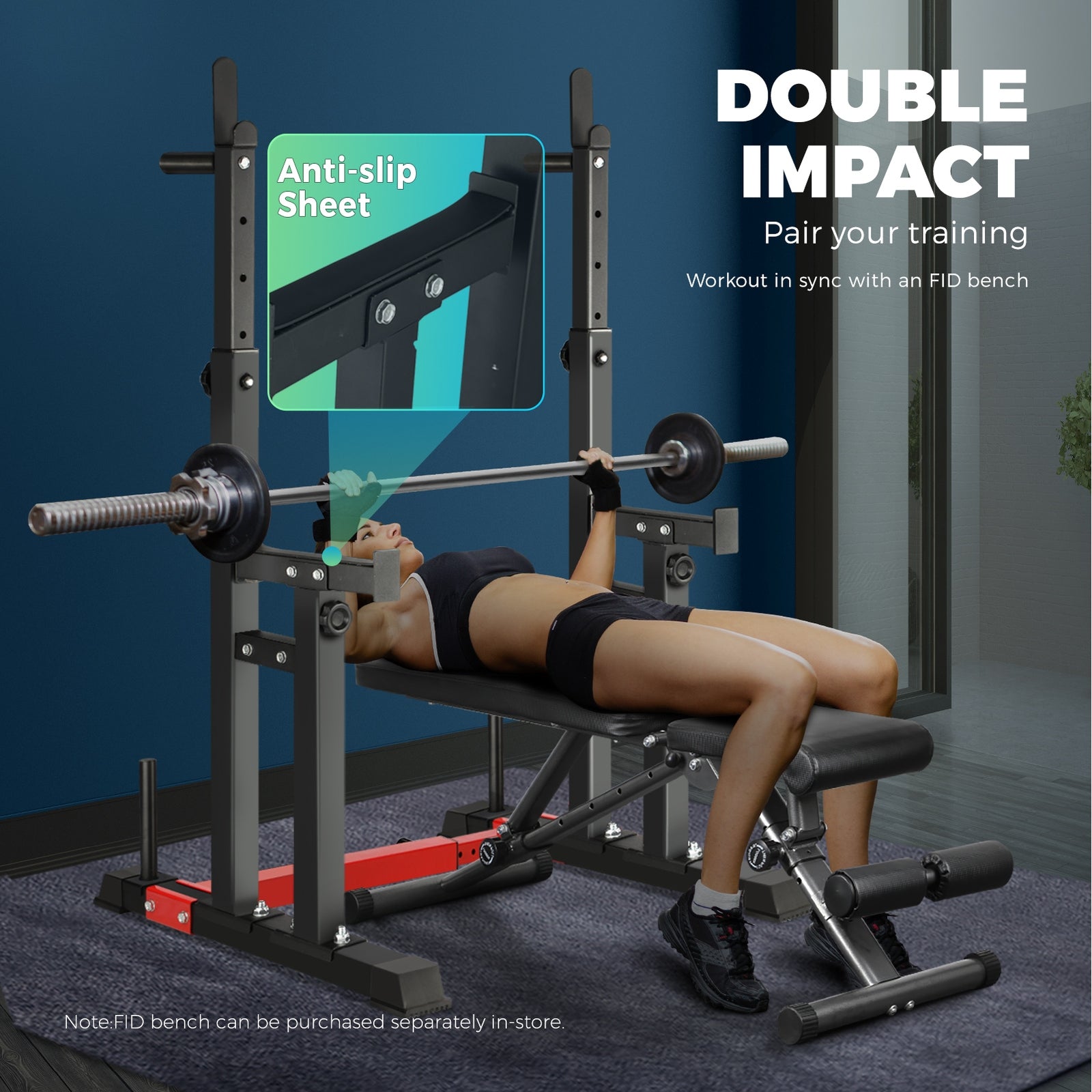 Finex Adjustable Squat Rack Weight Bench Press Barbell Bar Stand Weight Lifting - Sunyee