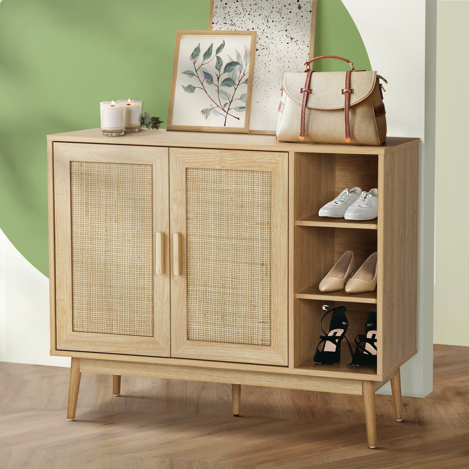 Oikiture Shoe Rack Shoes Storage Cabinet Sideboard Organiser Rattan Furniture - Sunyee