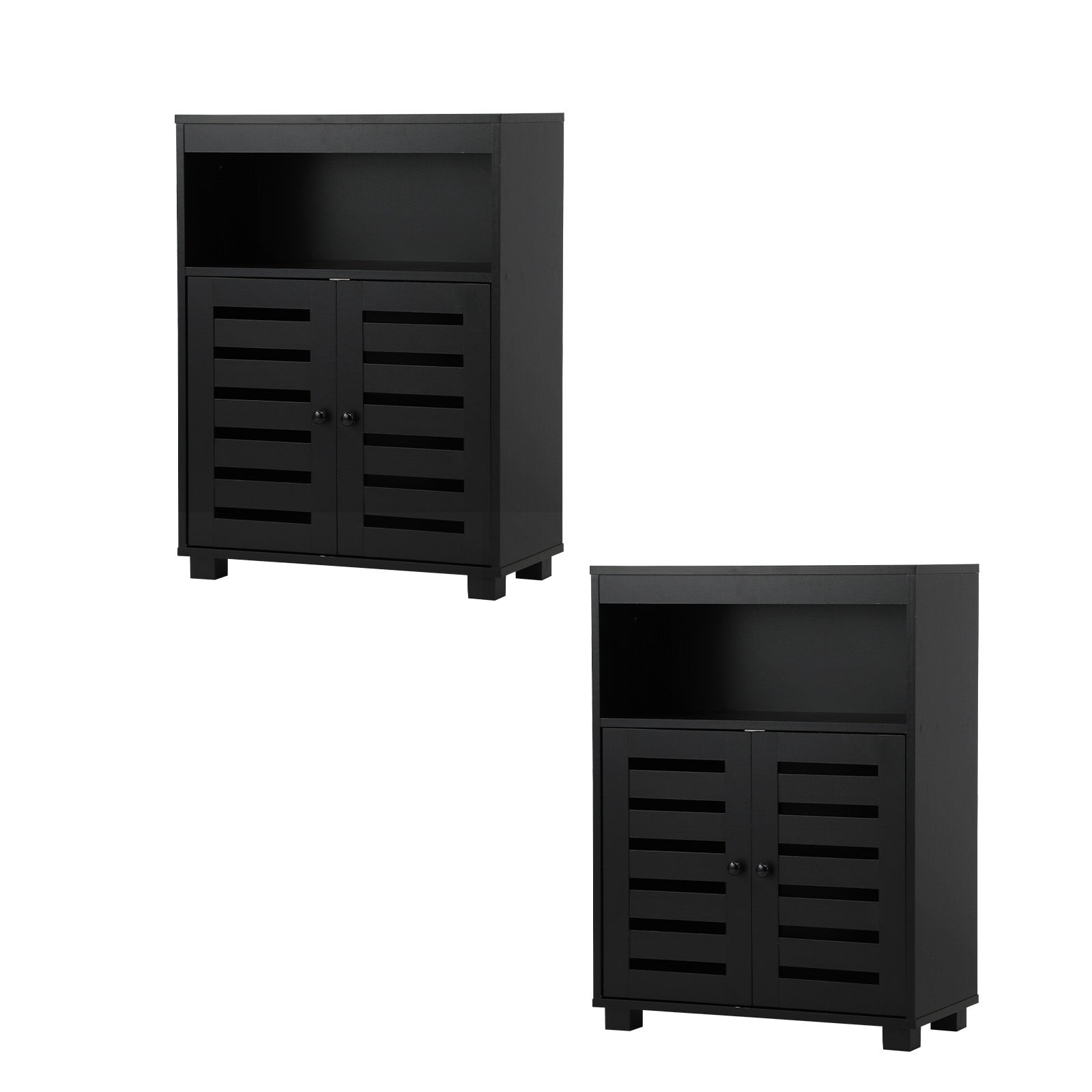 Oikiture Shoe Rack Shoes Storage Cabinet Organiser Shelf 2 Doors Black Set of 2 - Sunyee