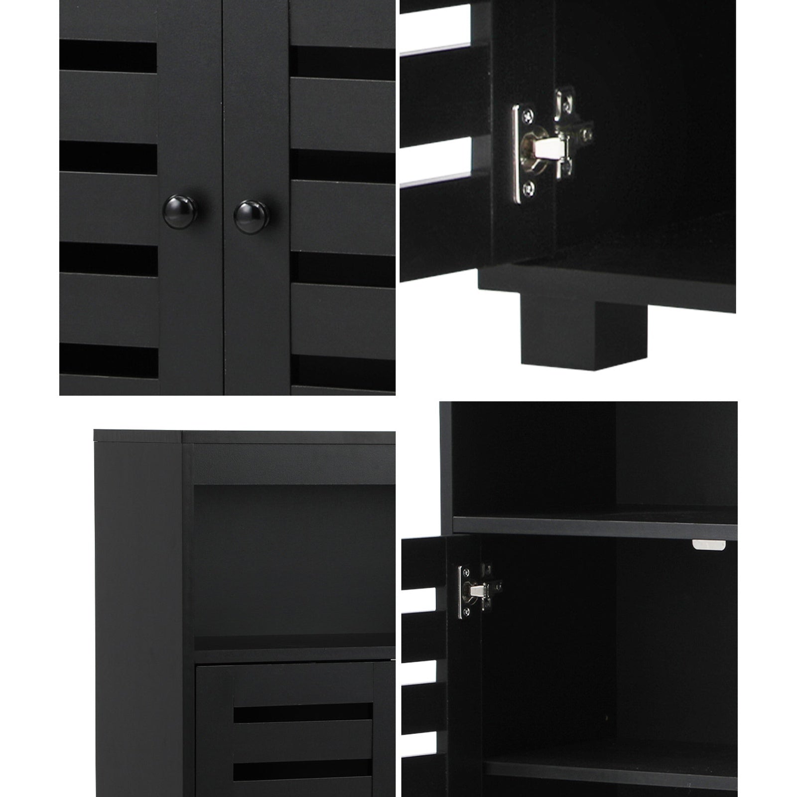 Oikiture Shoe Rack Shoes Storage Cabinet Organiser Shelf 2 Doors Black - Sunyee