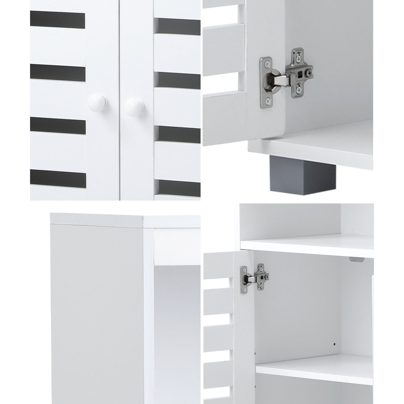 Oikiture Shoe Rack Shoes Storage Cabinet Organiser Shelf 2 Doors White - Sunyee