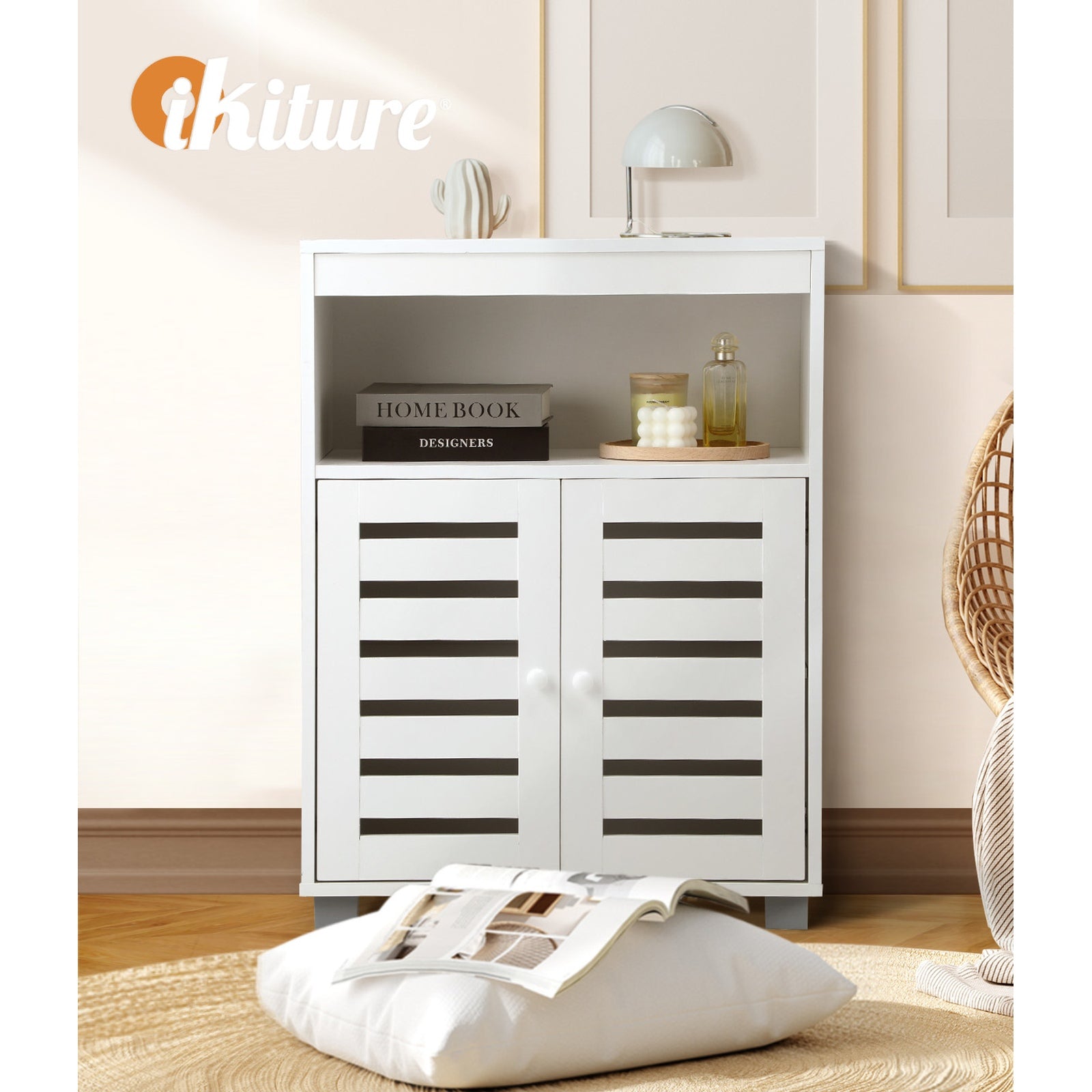 Oikiture Shoe Rack Shoes Storage Cabinet Organiser Shelf 2 Doors White - Sunyee