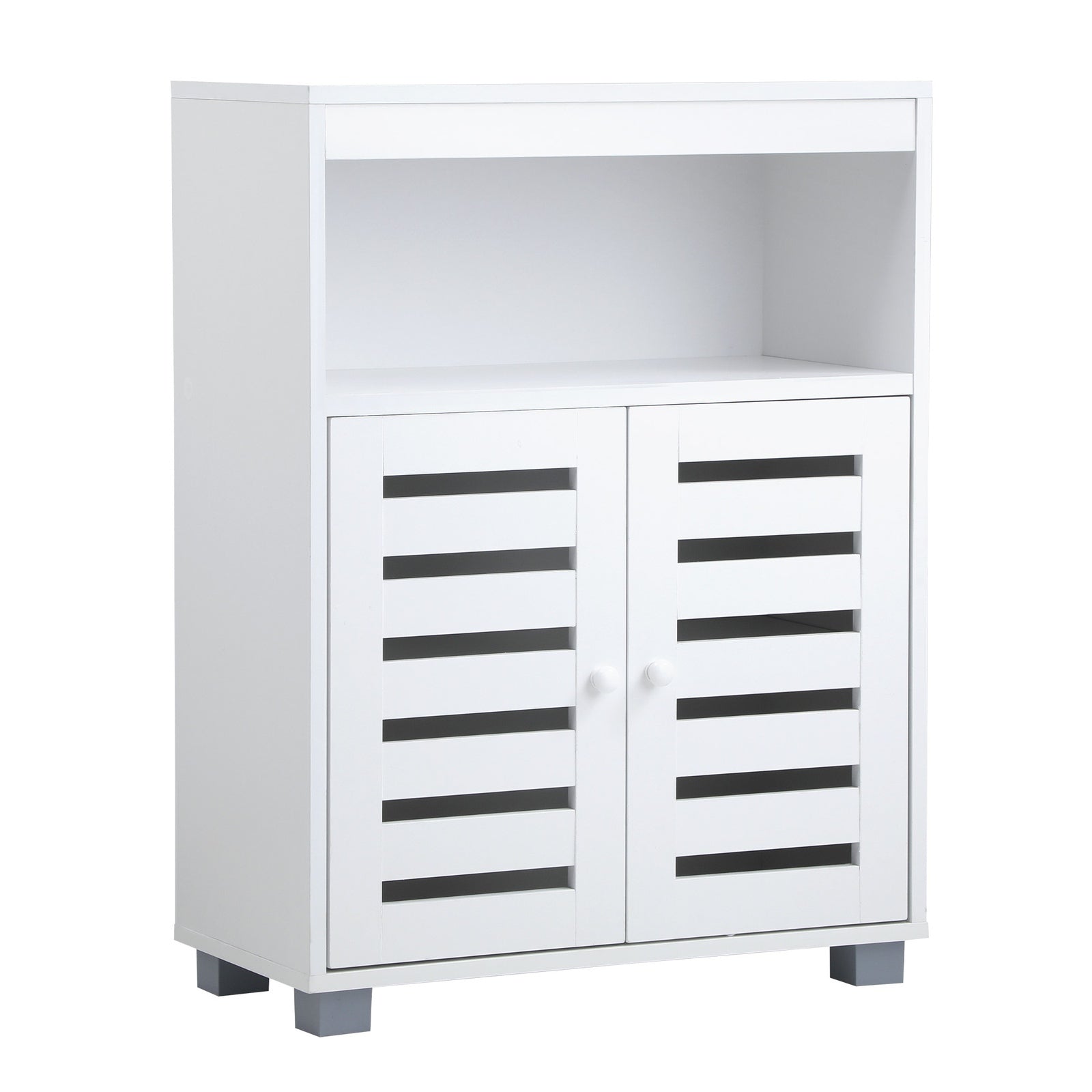 Oikiture Shoe Rack Shoes Storage Cabinet Organiser Shelf 2 Doors White - Sunyee