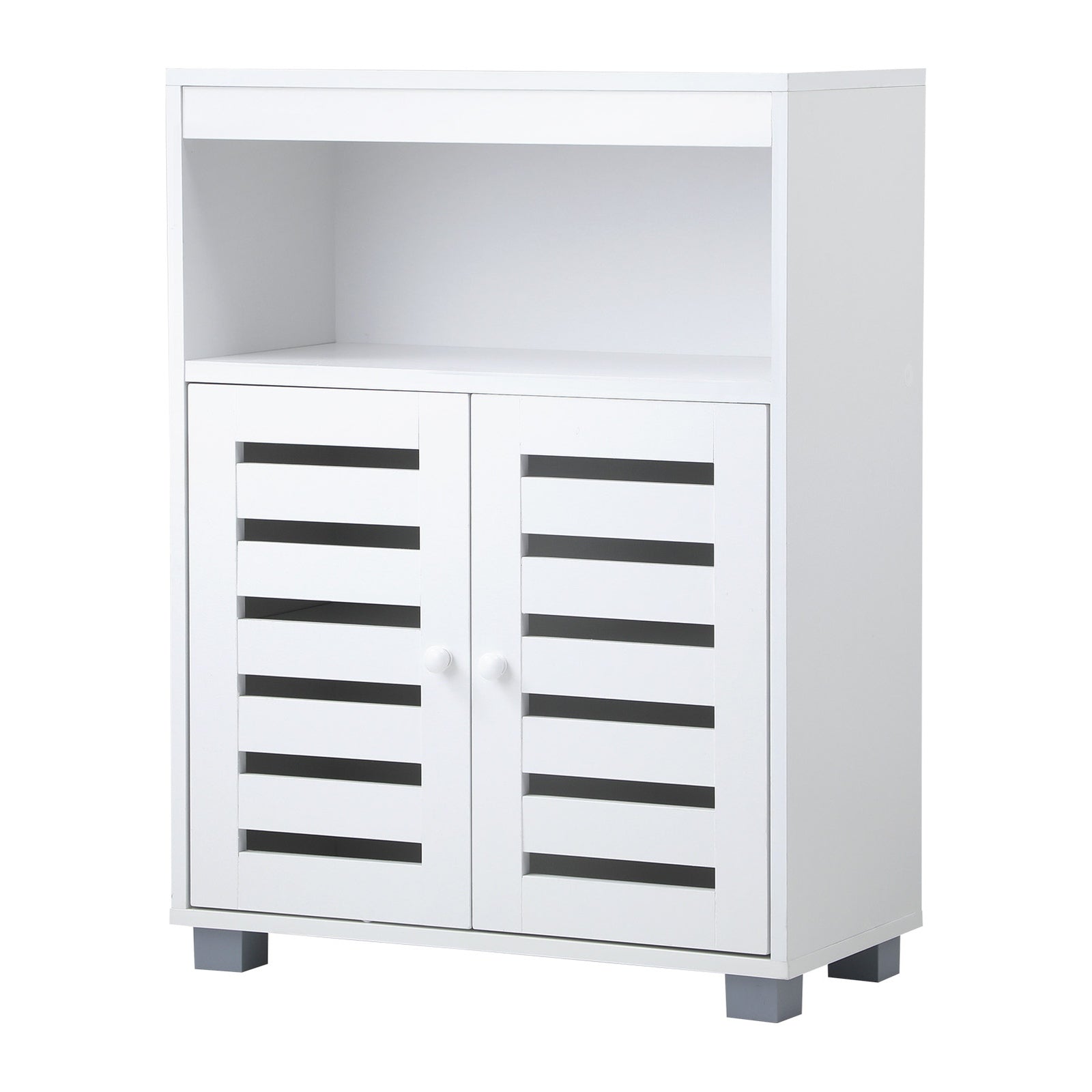 Oikiture Shoe Rack Shoes Storage Cabinet Organiser Shelf 2 Doors White - Sunyee