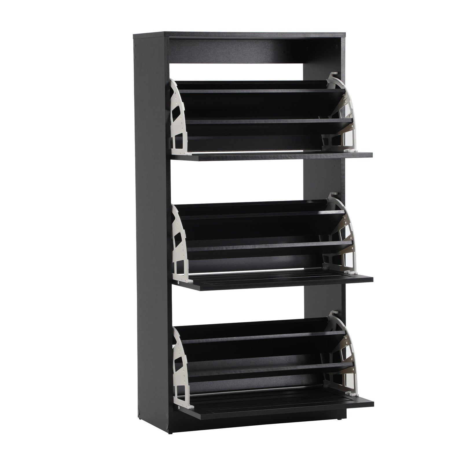 Oikiture Shoe Rack Shoes Storage Cabinet Organiser Shelf 3 Doors 45 Pairs Black - Sunyee