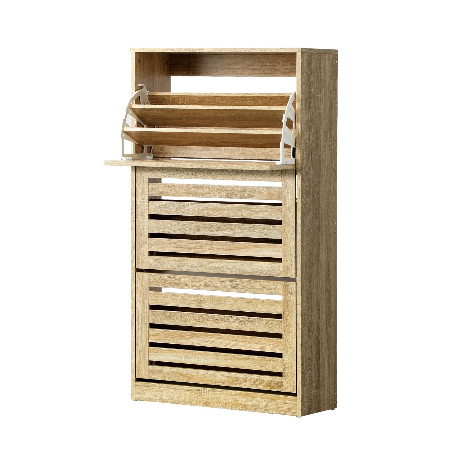 Oikiture Shoes Rack Shoe Storage Cabinet Organiser Shelf Cupboard White Wooden - Sunyee