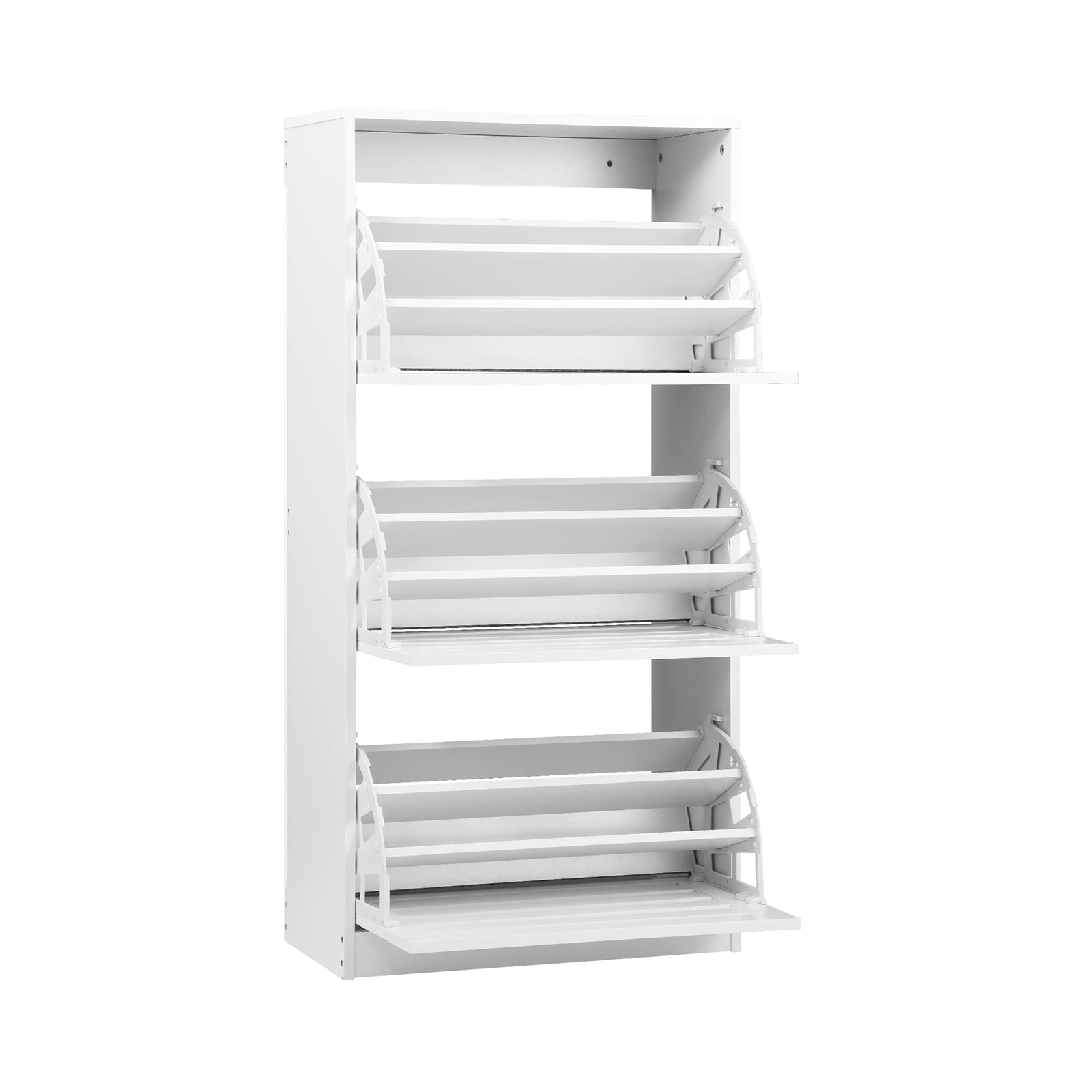 Oikiture Shoes Rack Shoe Storage Cabinet Organiser Shelf 3 Doors 45 Pairs White - Sunyee