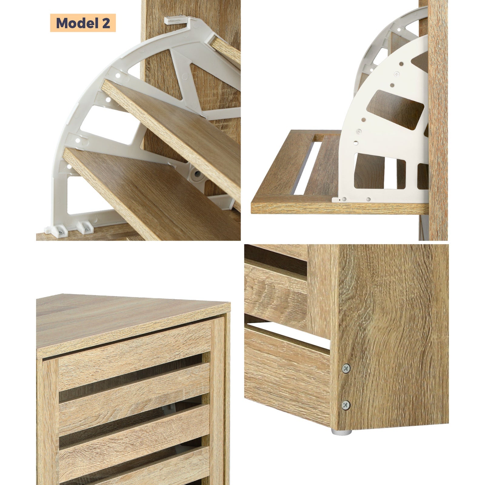 Oikiture Shoes Rack Shoe Storage Cabinet Organiser Shelf Cupboard White Wooden - Sunyee