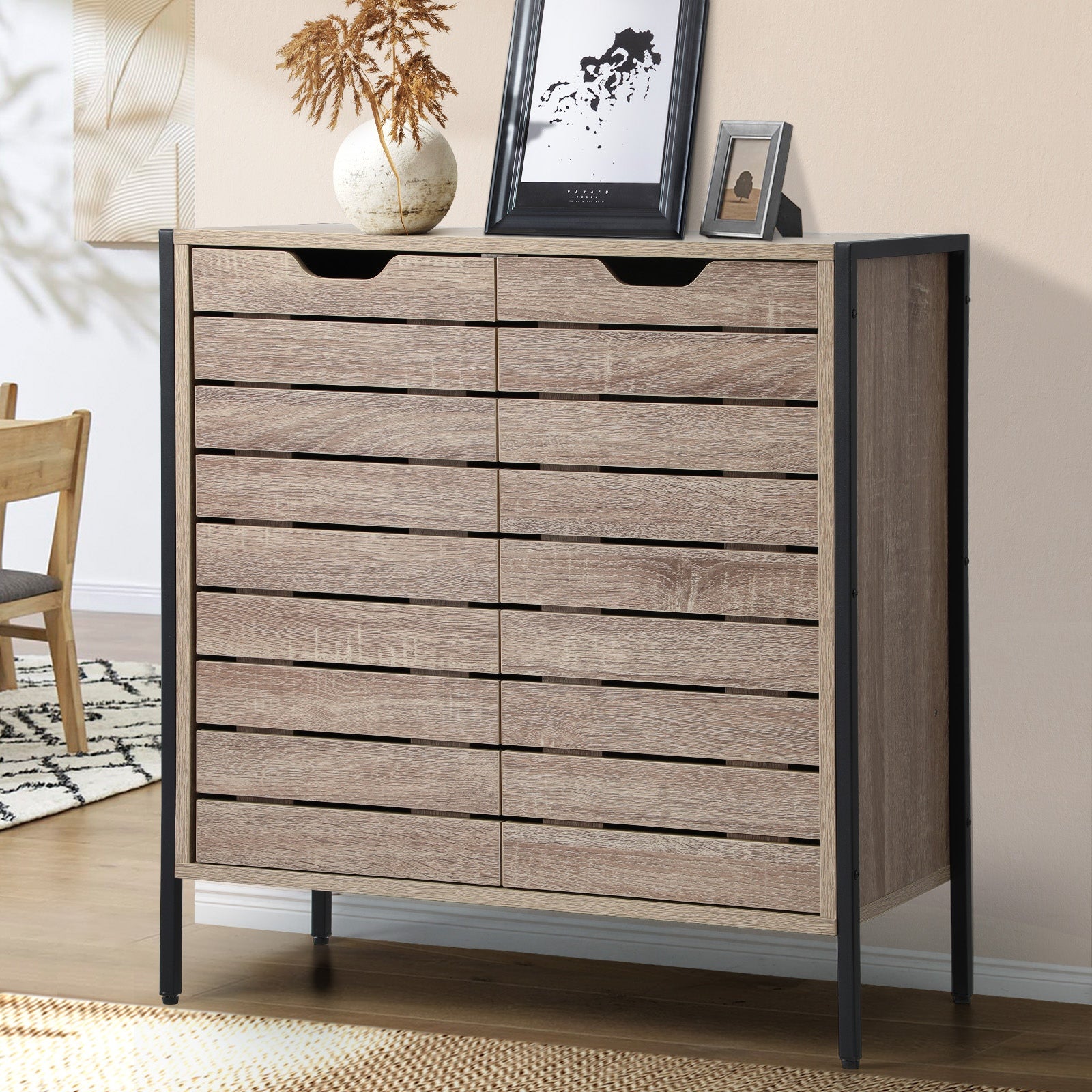 Oikiture Shoes Rack Shoe Storage Cabinet Organiser Shelf Cupboard White Wooden - Sunyee