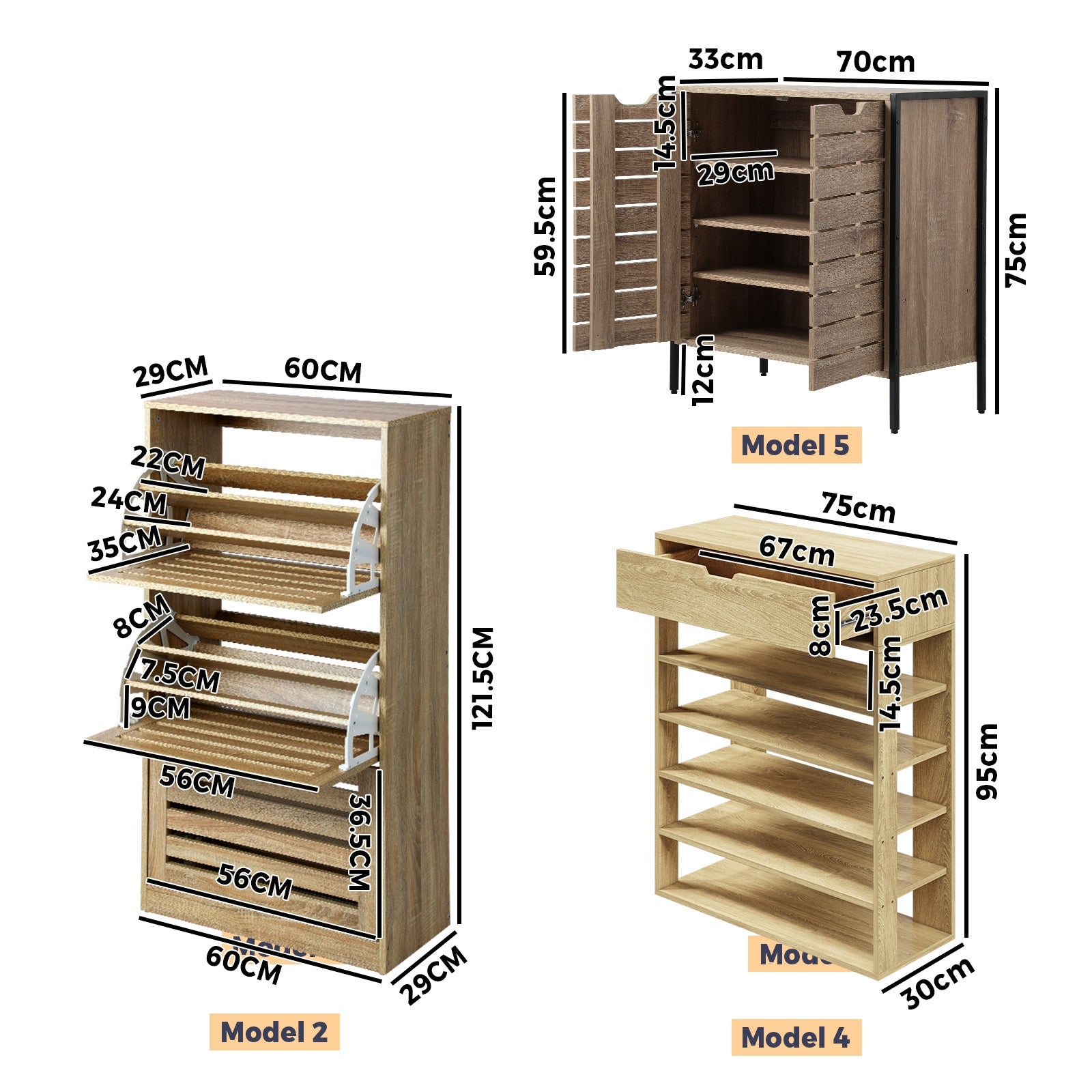 Oikiture Shoes Rack Shoe Storage Cabinet Organiser Shelf Cupboard White Wooden - Sunyee