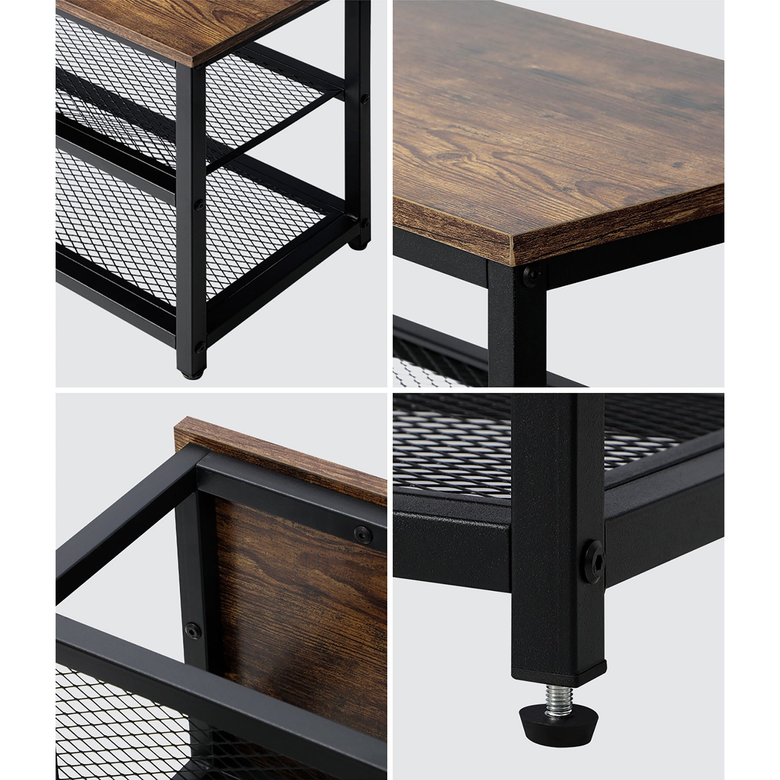 Oikiture Shoe Cabinet Bench Shoes Rack Shelf Storage 3-Tier Industrial Furniture - Sunyee