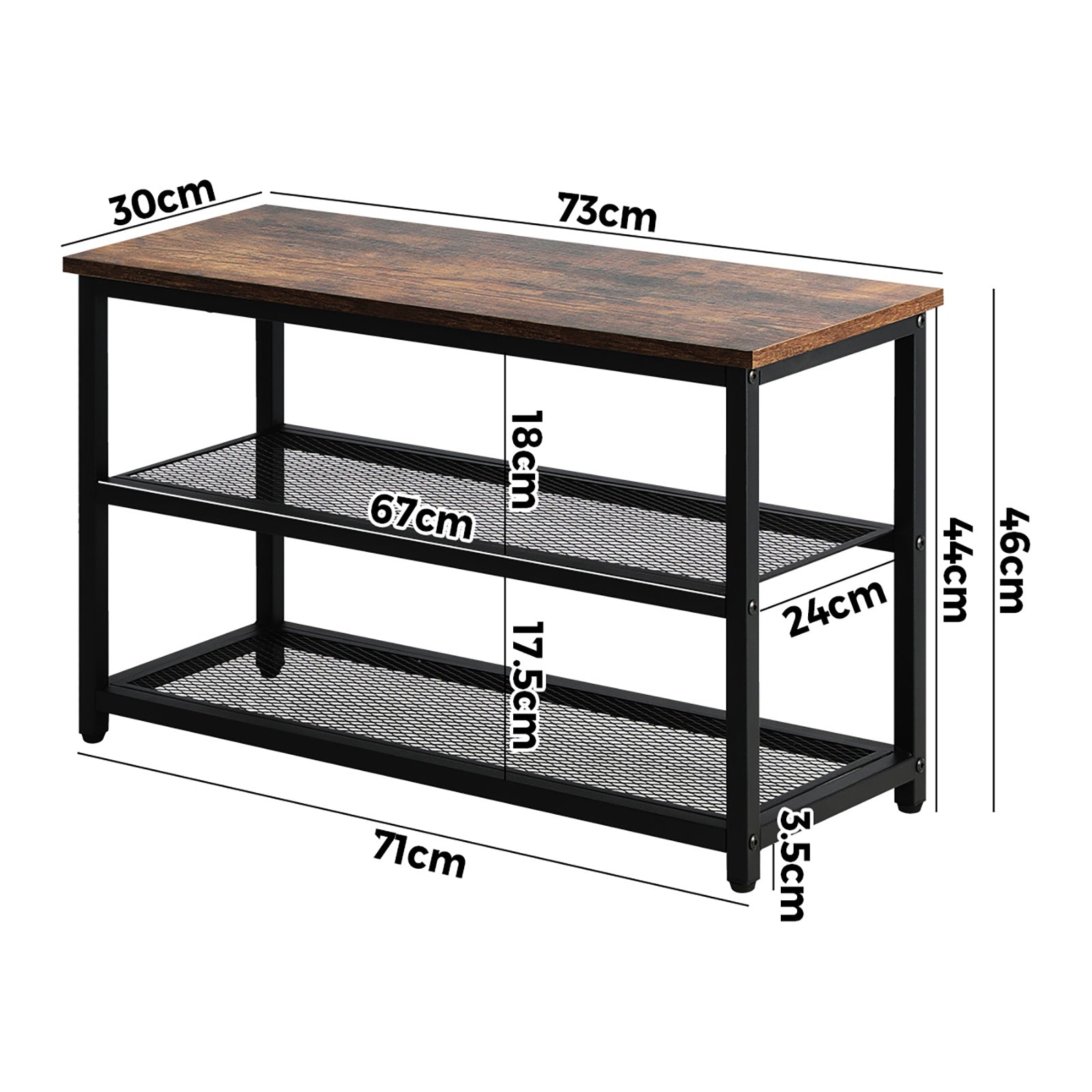 Oikiture Shoe Cabinet Bench Shoes Rack Shelf Storage 3-Tier Industrial Furniture - Sunyee