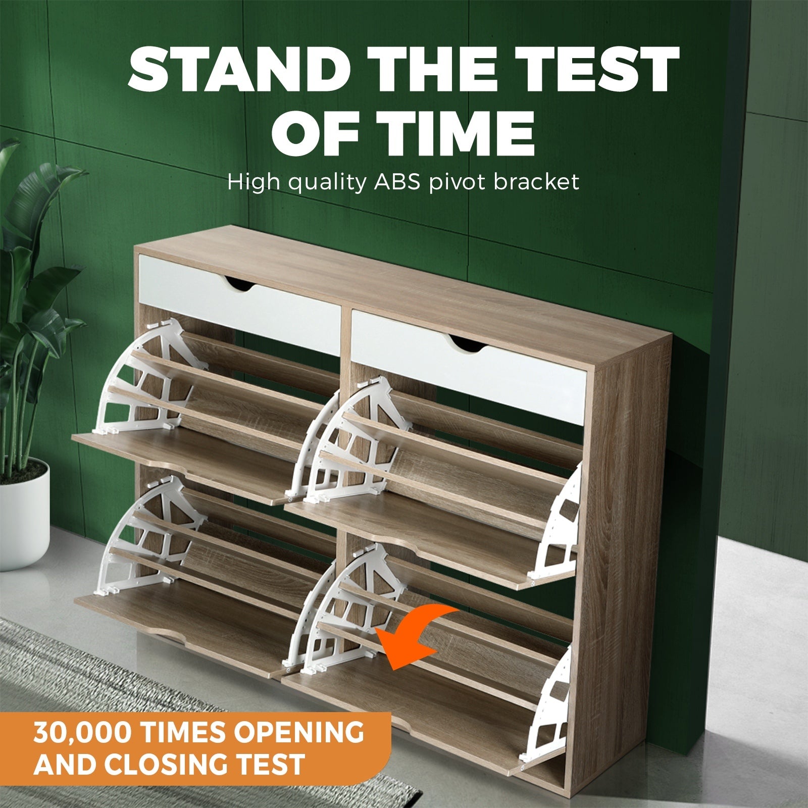 Oikiture 2 Tiers Shoe Cabinet Shoes Storage 36 Pairs Rack Organiser Shelf Drawer - Sunyee