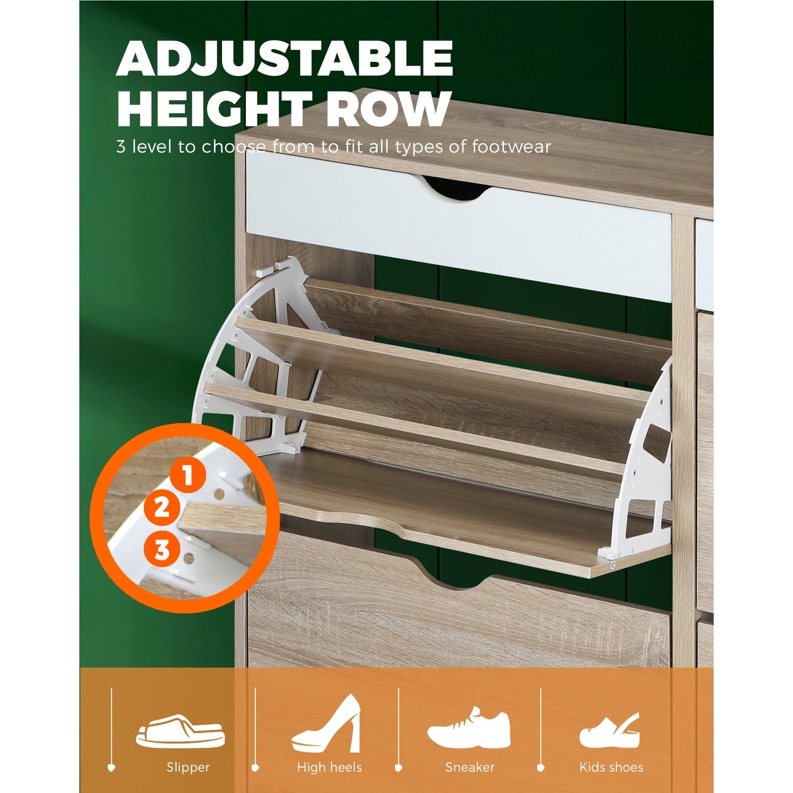 Oikiture 2 Tiers Shoe Cabinet Shoes Storage 36 Pairs Rack Organiser Shelf Drawer - Sunyee