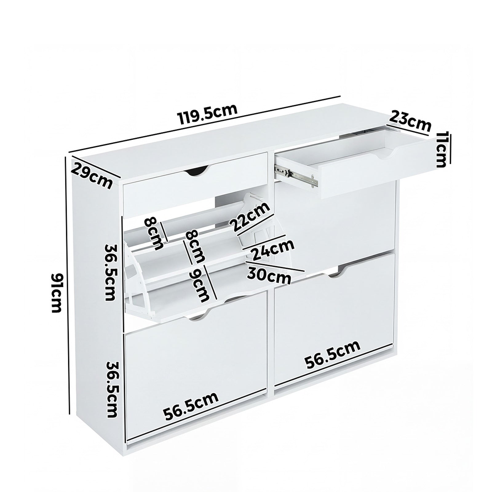 Oikiture Shoe Rack Shoe Storage Cabinet Cupboard Organiser Shelf 36 Pairs White - Sunyee