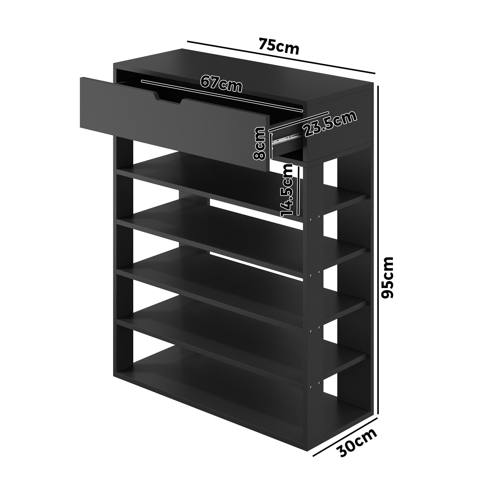 Oikiture Shoes Storage Rack 5-tier Shelves Shoe Storage Cabinet Drawer Black - Sunyee