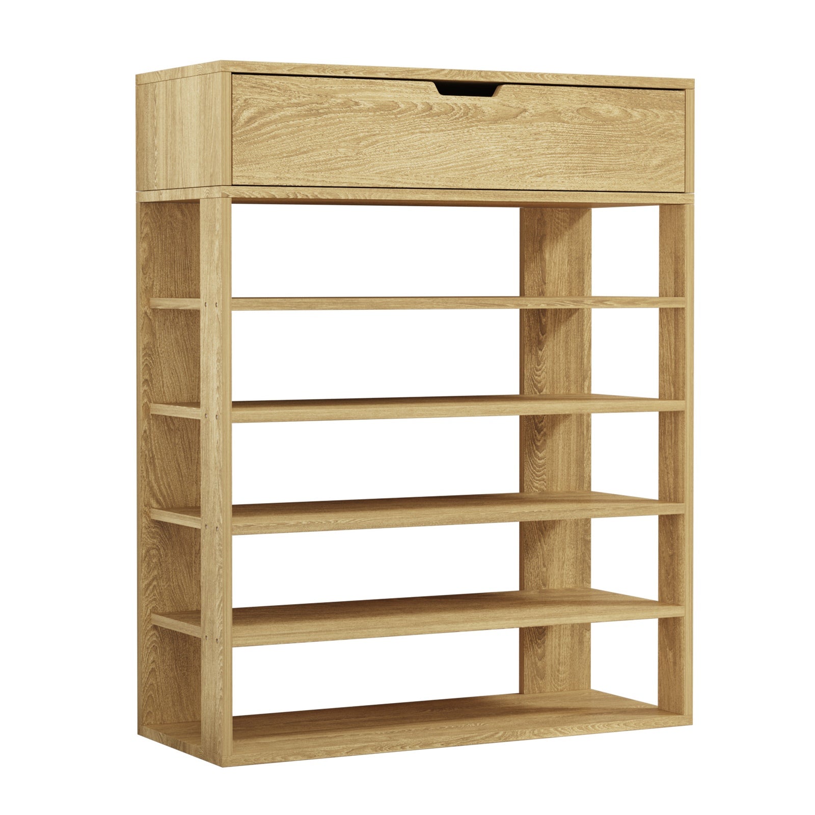 Oikiture Shoes Storage Rack 5-tier Shelves Shoe Storage Cabinet Drawer Natural - Sunyee