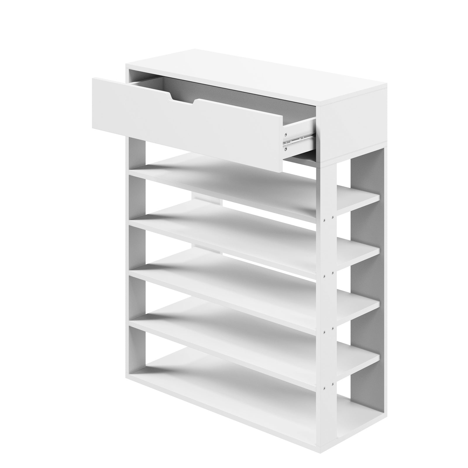 Oikiture Shoes Storage Rack 5-tier Shelves Shoe Storage Cabinet Drawer White - Sunyee