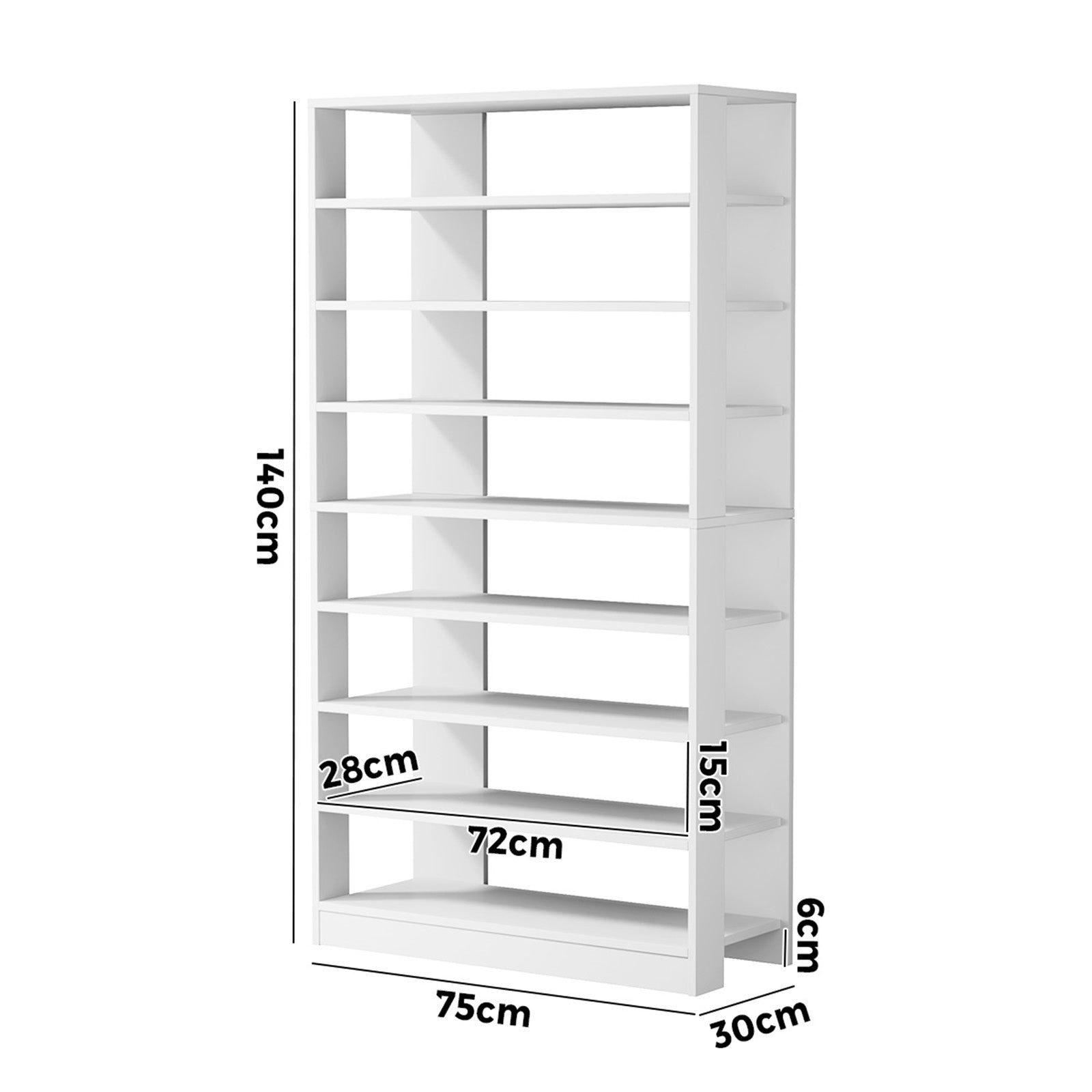 Oikiture 9 Tiers Shoe Rack Open Shelf Storage Organiser White/Natural/Black