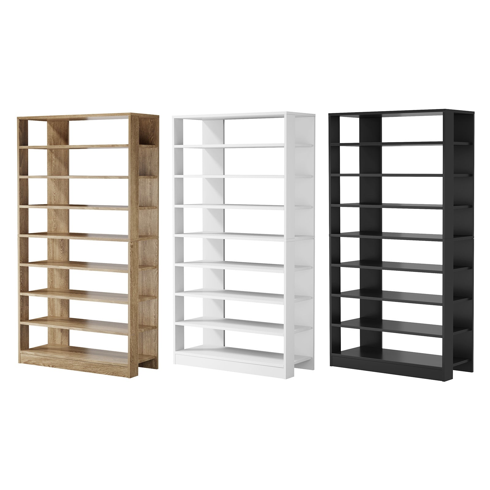 Oikiture 9 Tiers Shoe Rack Open Shelf Storage Organiser White/Natural/Black