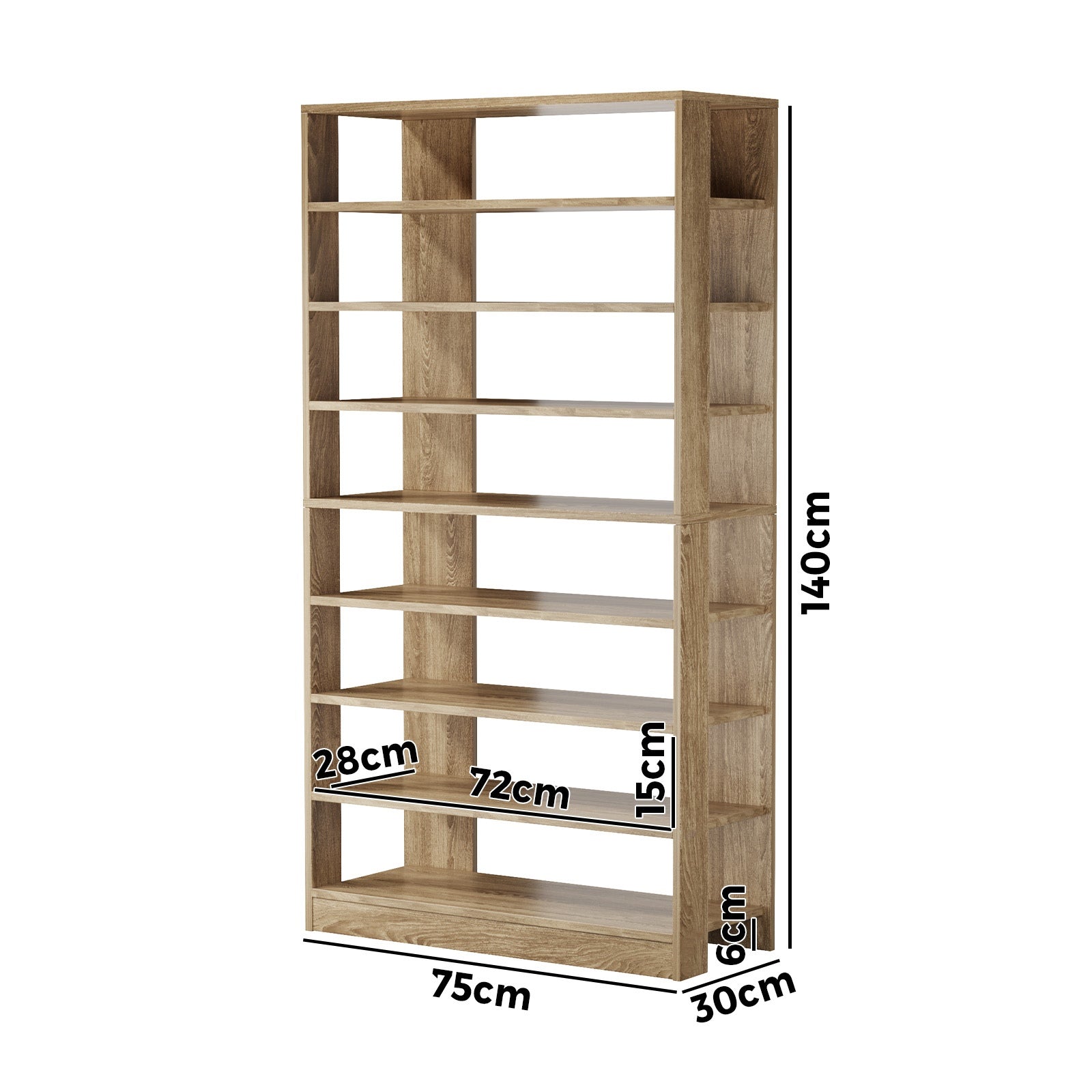 Oikiture Shoe Rack 9 Tiers Shelf Storage Cabinet Organiser 54 Pairs Natural