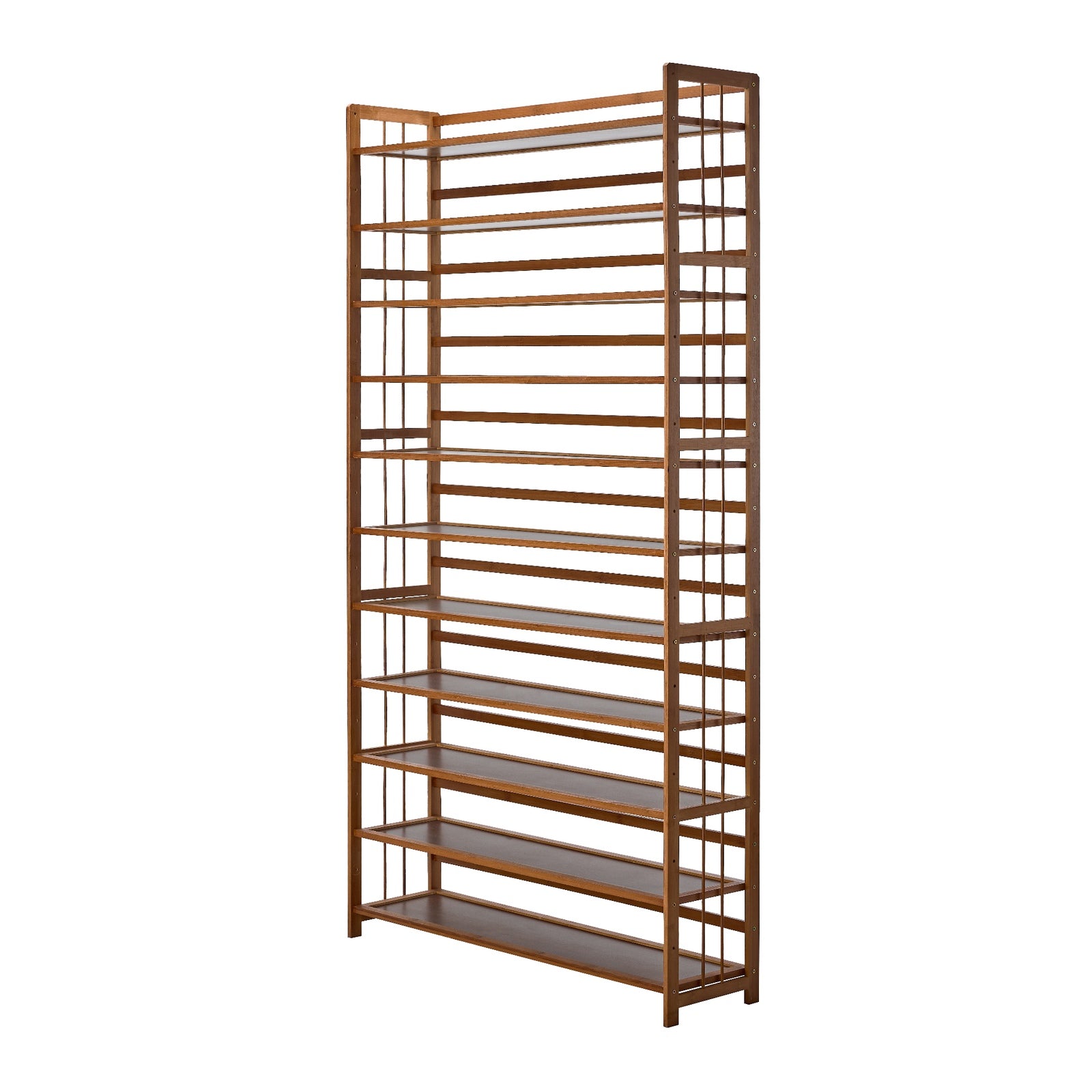 Oikiture Shoe Rack Storage Organizer Bamboo Stand 11 Shelves Brown - Sunyee