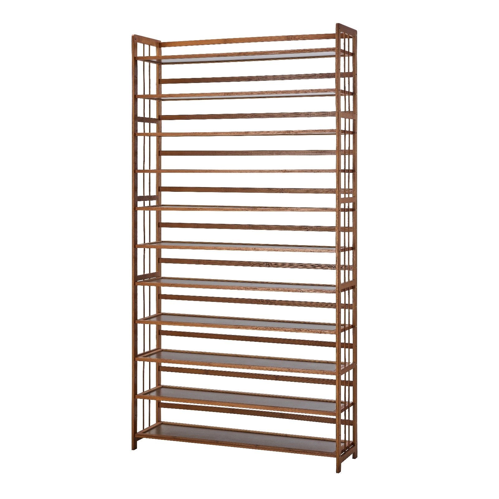 Oikiture Shoe Rack Storage Organizer Bamboo Stand 11 Shelves Brown - Sunyee