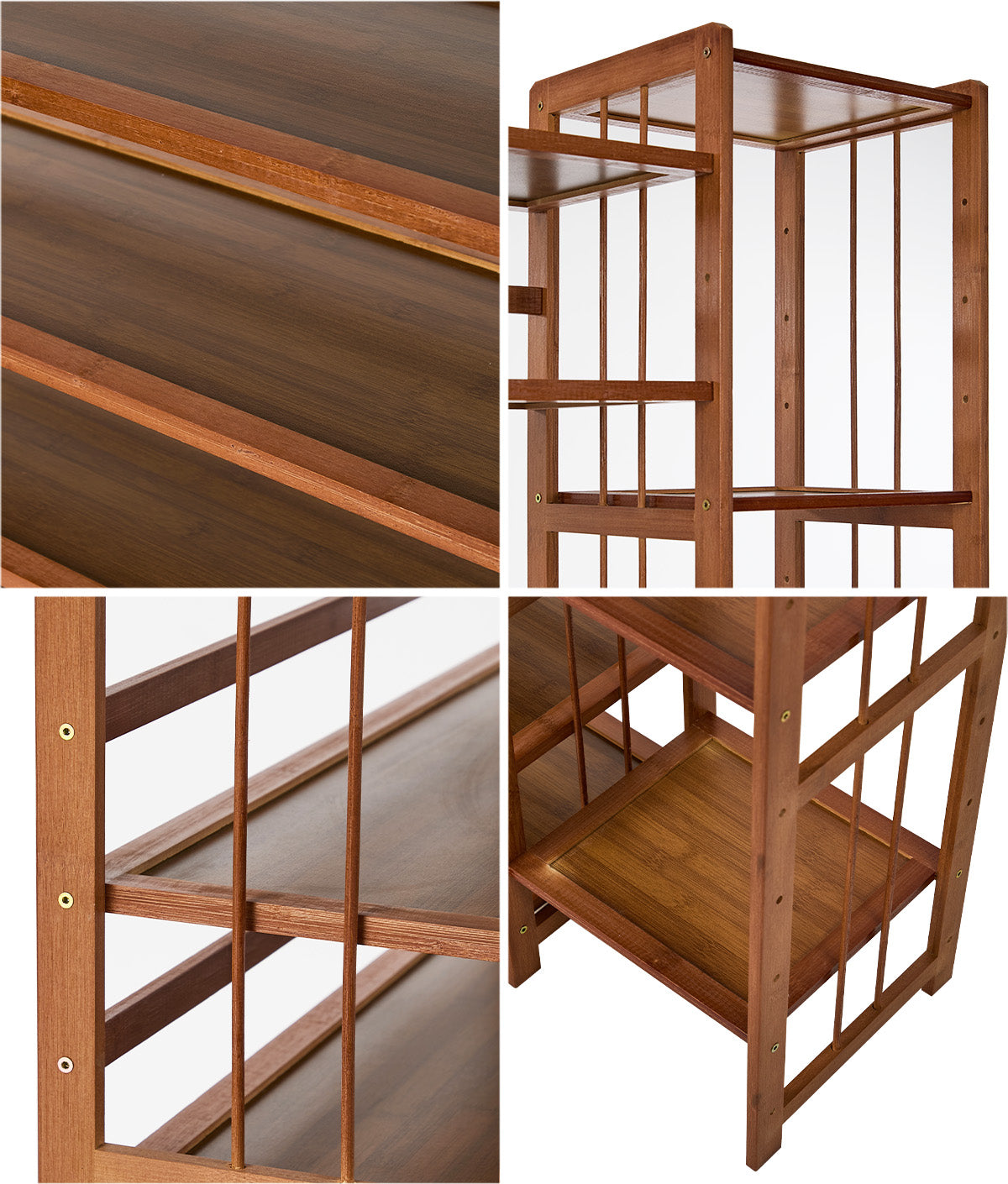 Oikiture Shoe Rack Organizer Bamboo Stand 11 Shelves with Boots Storage Brown