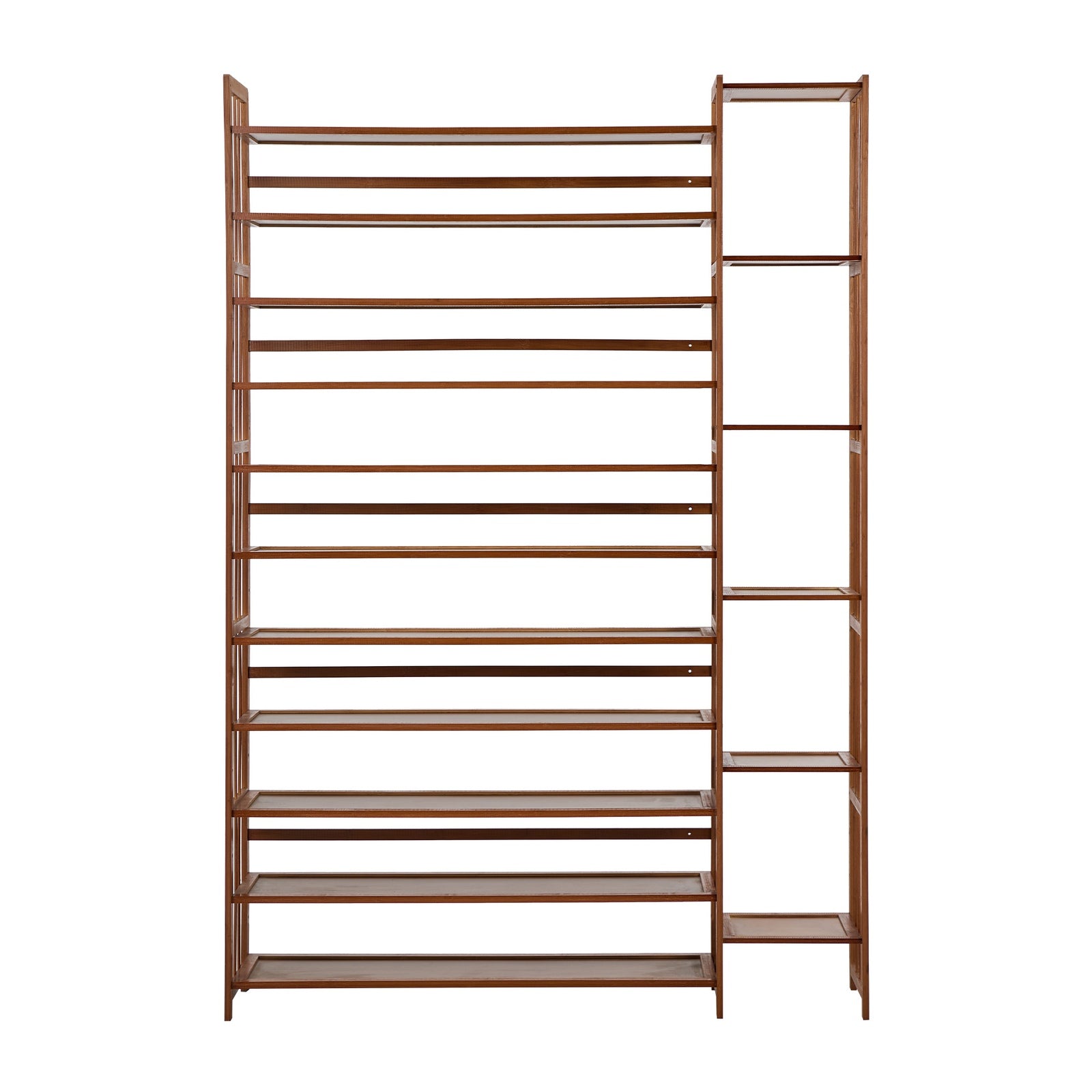 Oikiture Shoe Rack Organizer Bamboo Stand 11 Shelves with Boots Storage Brown