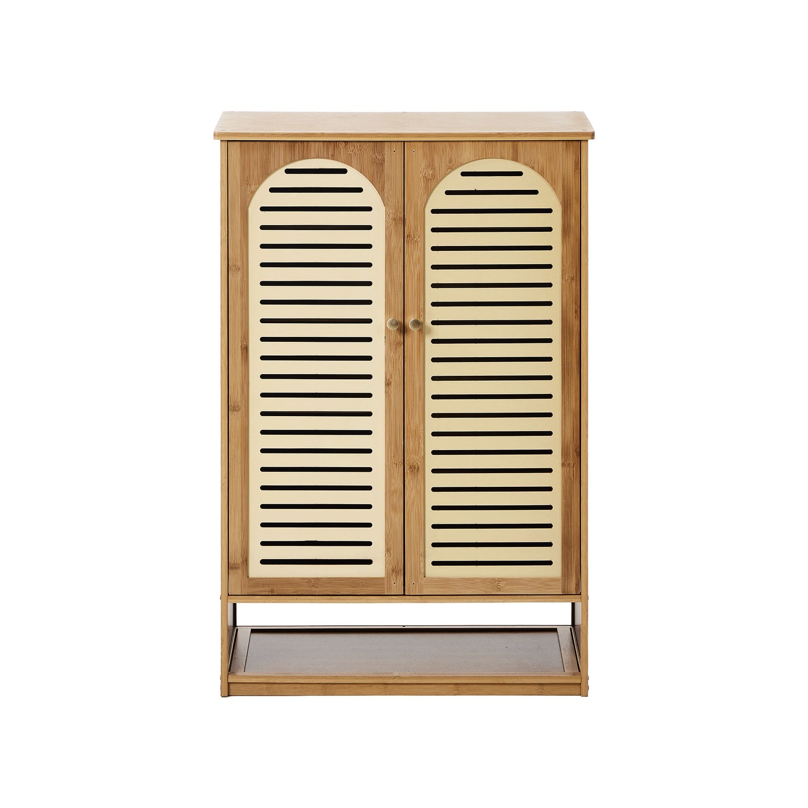 Oikiture Shoe Storage Cabinet 2 Doors Bamboo Shoe Organiser Shelf Beige - Sunyee