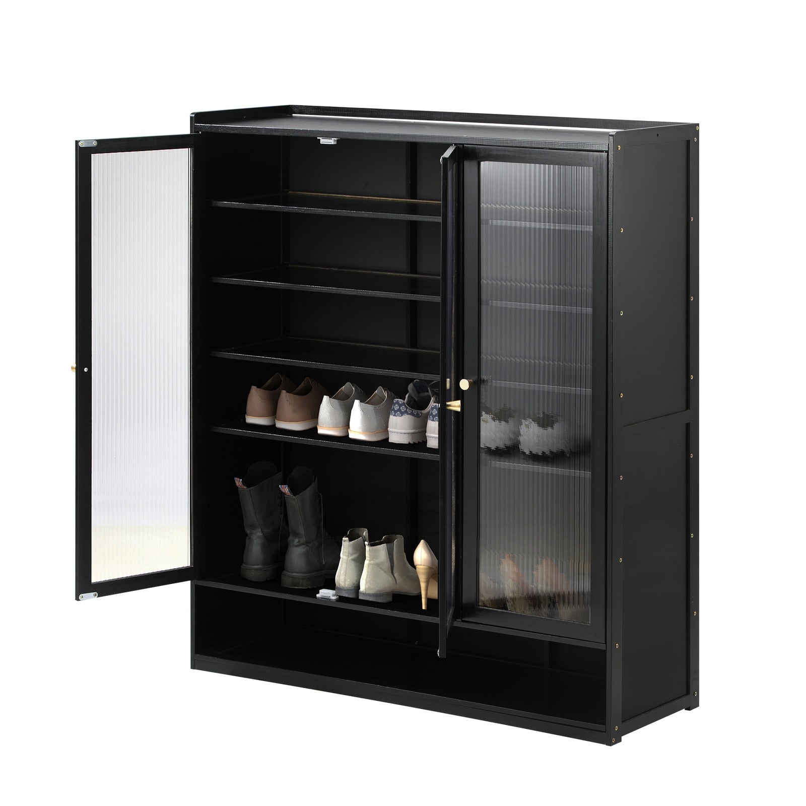 Oikiture Shoe Cabinet Shoes Storage Rack Organiser 3 Doors Shelf Black - Sunyee