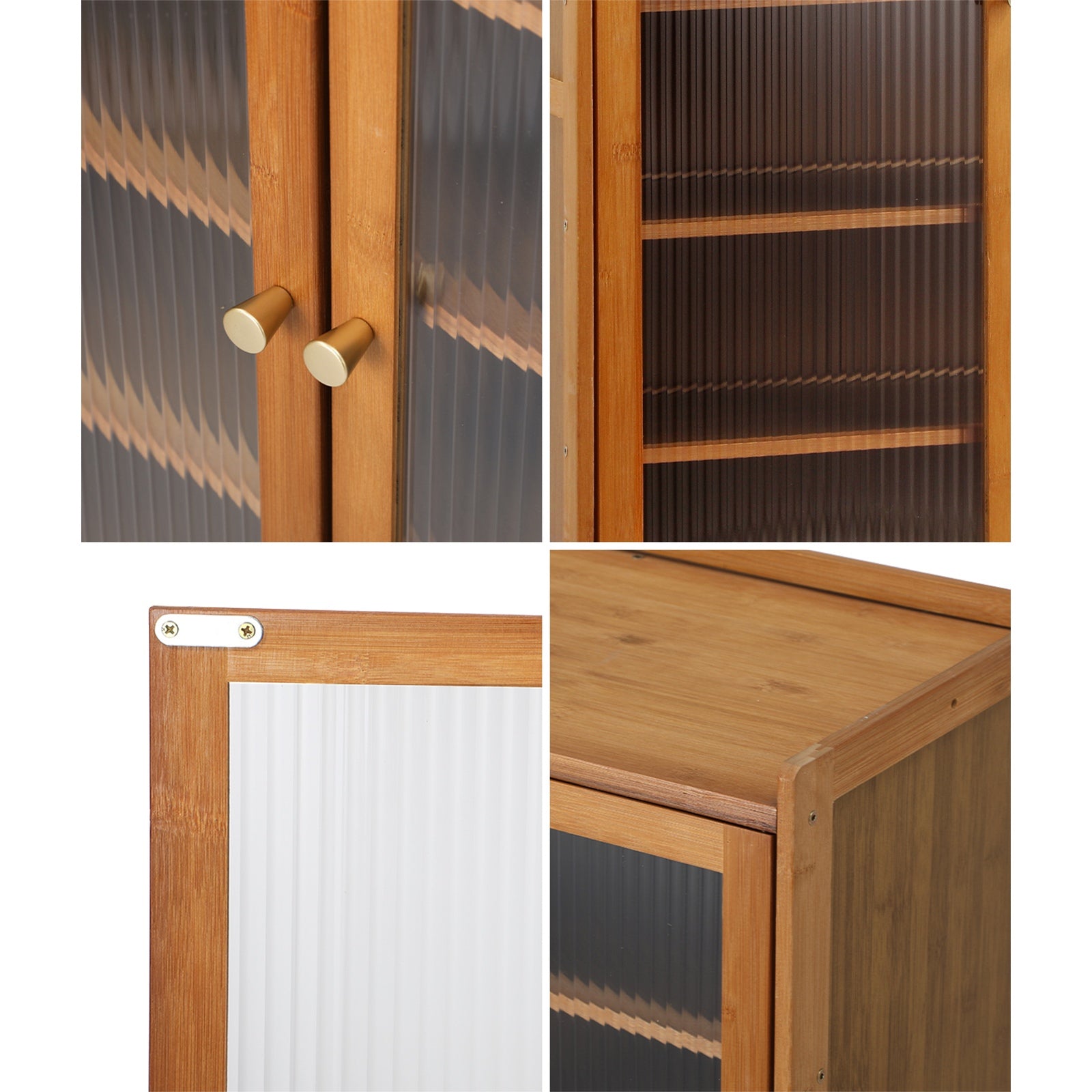 Oikiture Shoe Cabinet Shoes Storage Rack Organiser 4 Doors Shelf Brown - Sunyee