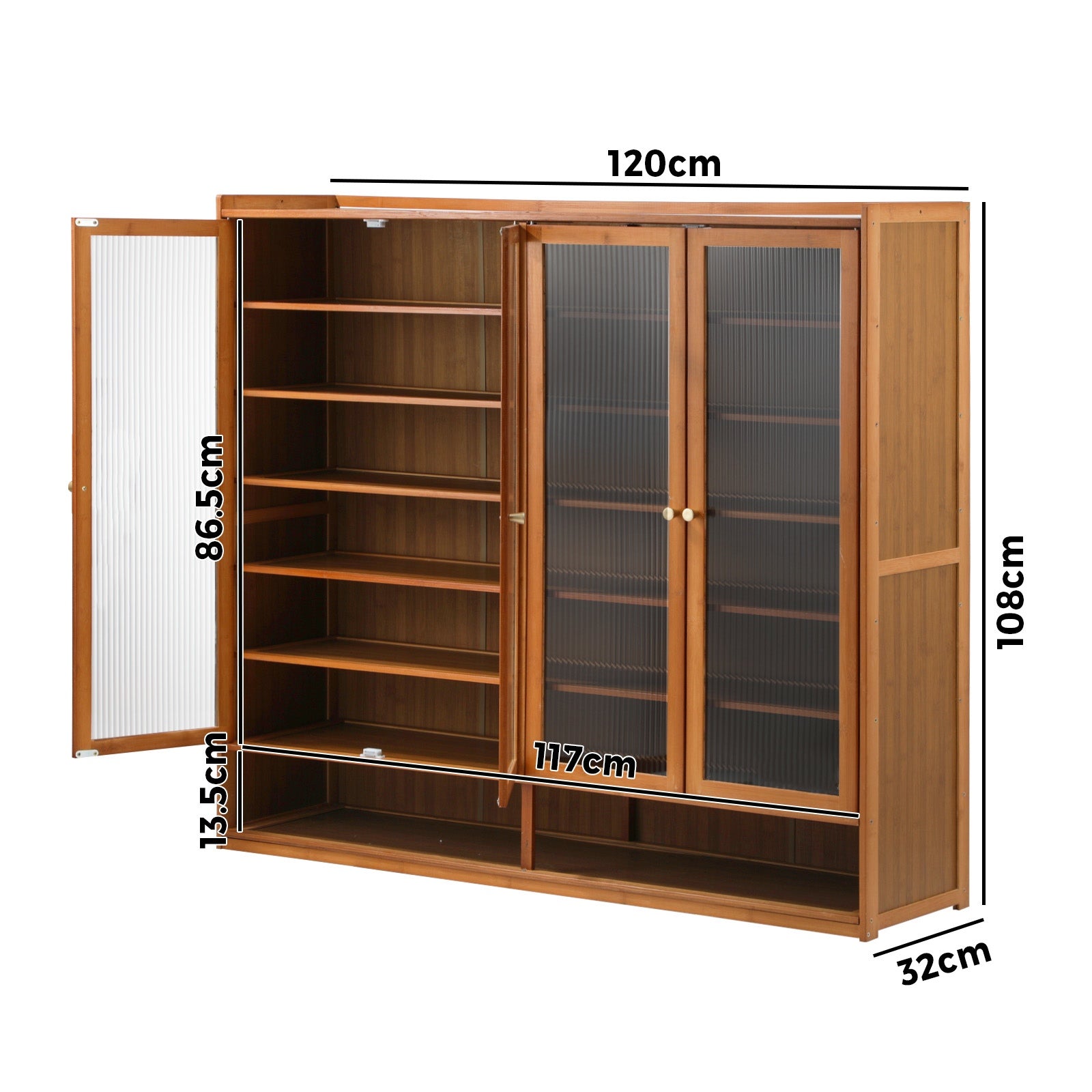Oikiture Shoe Cabinet Shoes Storage Rack Organiser 4 Doors Shelf Brown - Sunyee