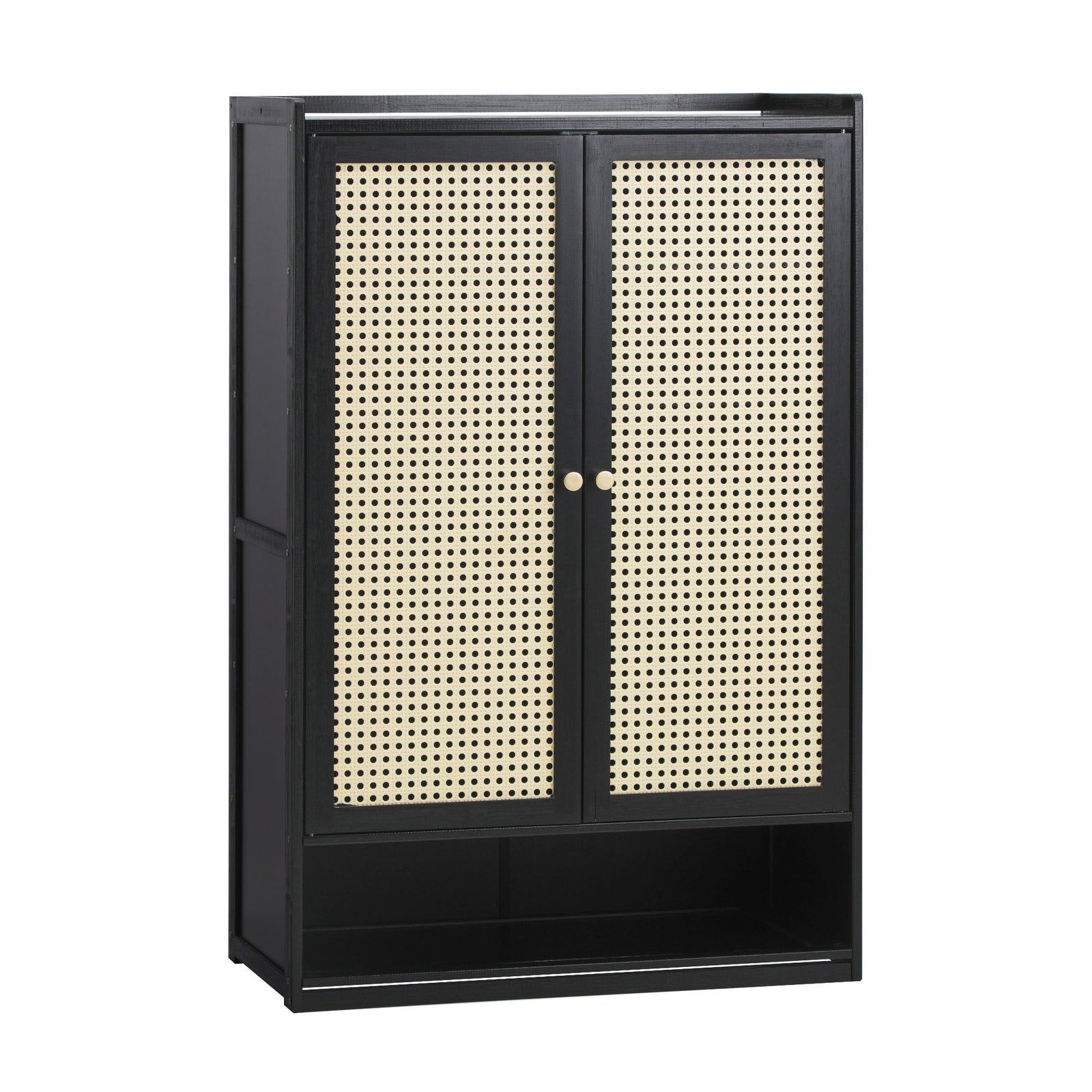Oikiture Shoe Storage Cabinet Shoes Rack Organiser Shelf 2 Doors Rattan Black - Sunyee