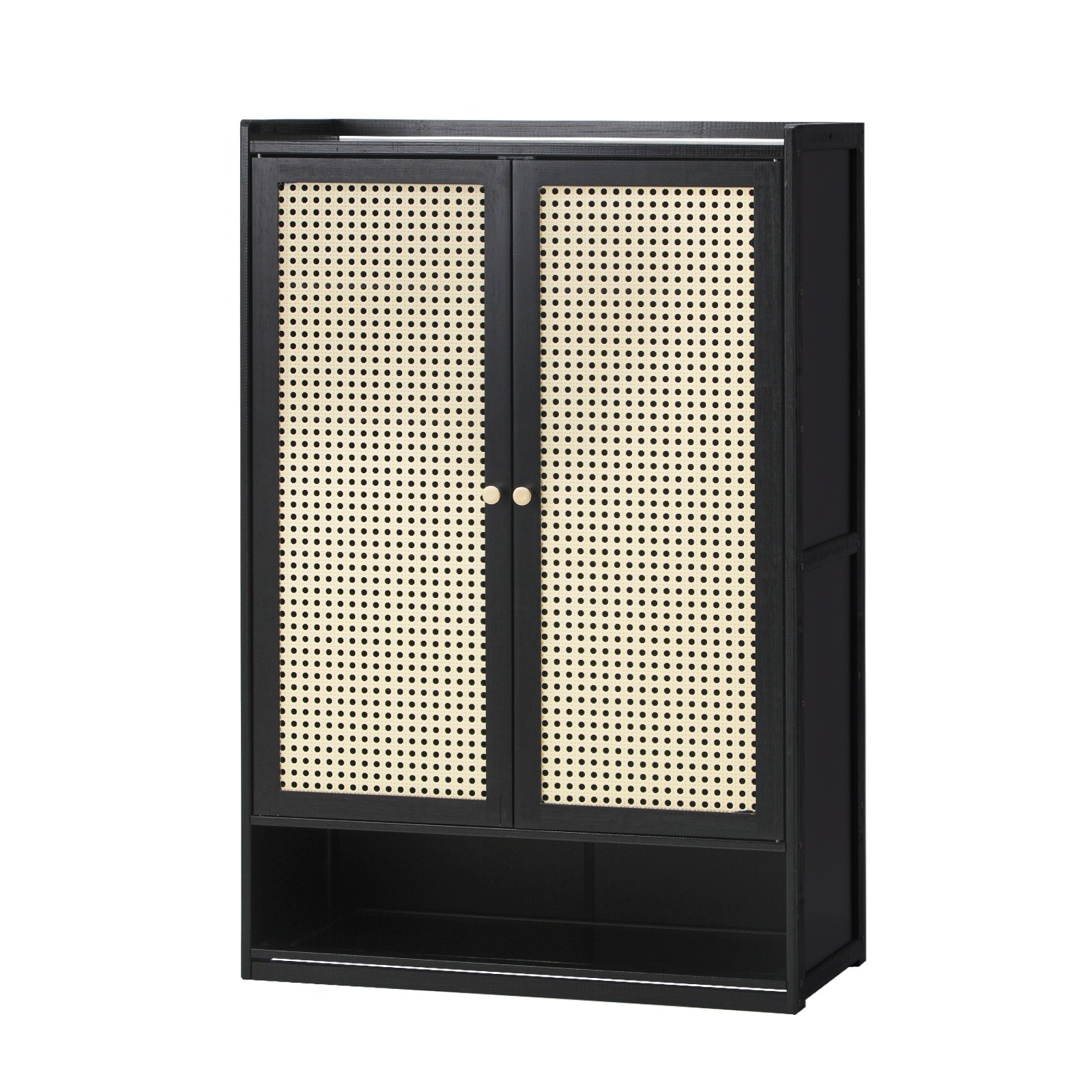 Oikiture Shoe Storage Cabinet Shoes Rack Organiser Shelf 2 Doors Rattan Black - Sunyee