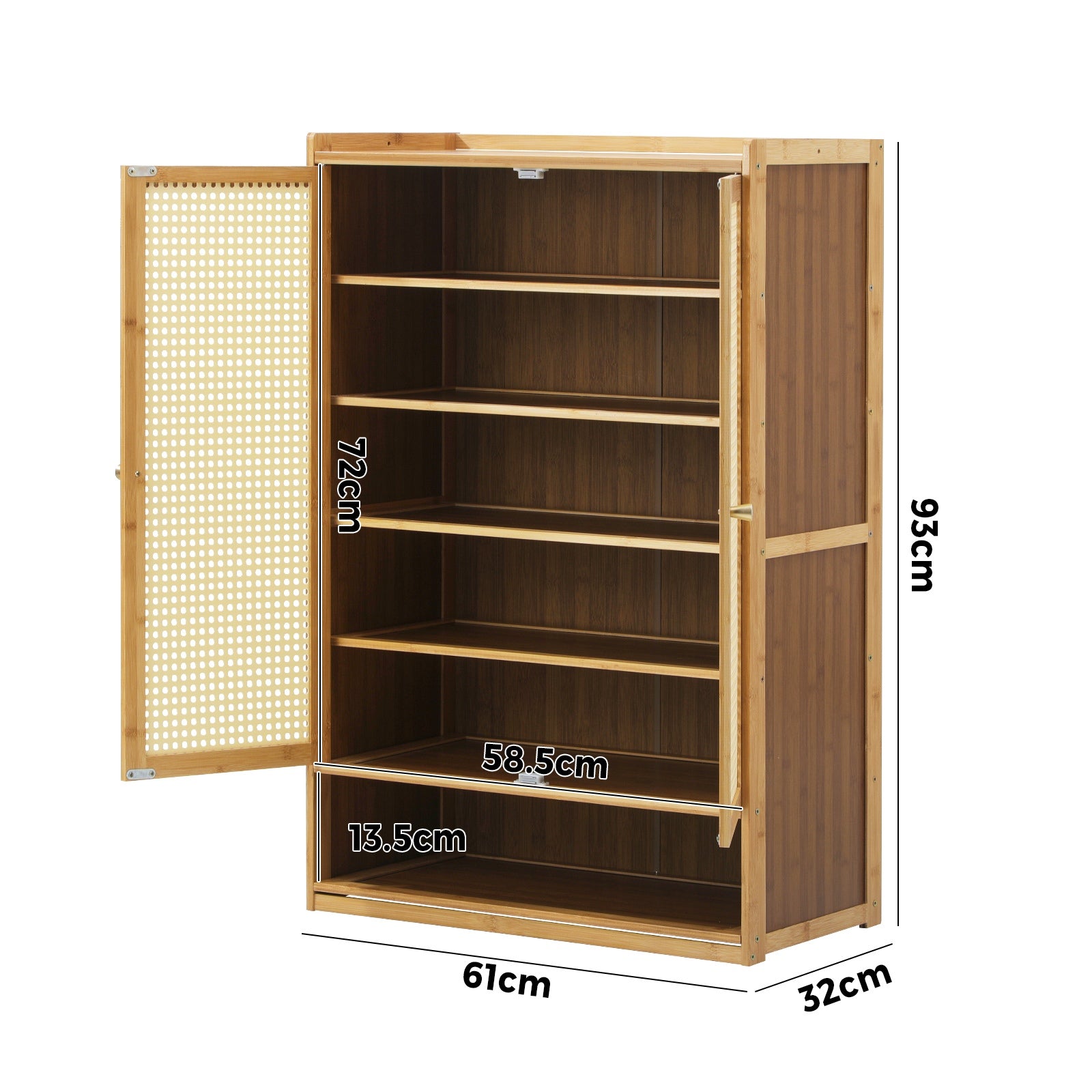 Oikiture Shoe Storage Cabinet Shoes Rack Organiser Shelf 2 Doors Rattan Brown - Sunyee