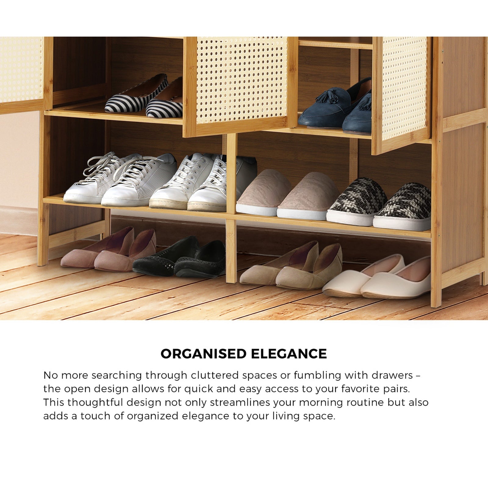 Oikiture Shoe Storage Cabinet Shoes Rack Organiser Shelf 3 Door w/ Hanging Hooks - Sunyee