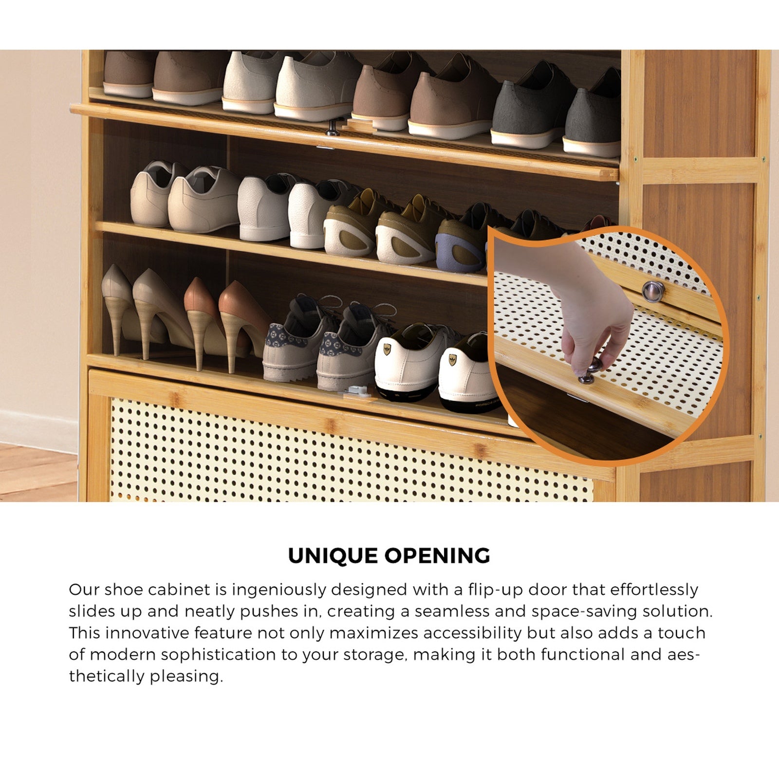 Oikiture Shoe Storage Cabinet Shoes Rack Organiser Shelf 3 Flip-up Doors Brown - Sunyee