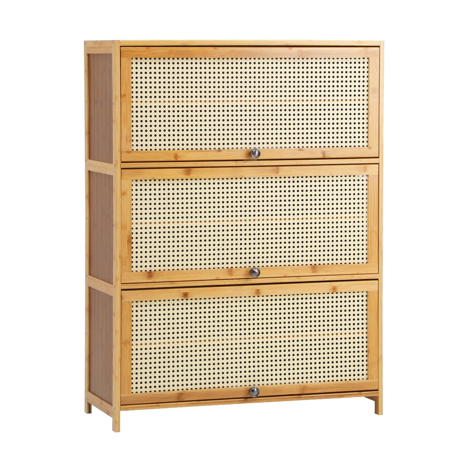 Oikiture Shoe Storage Cabinet Shoes Rack Organiser Shelf 3 Flip-up Doors Brown - Sunyee