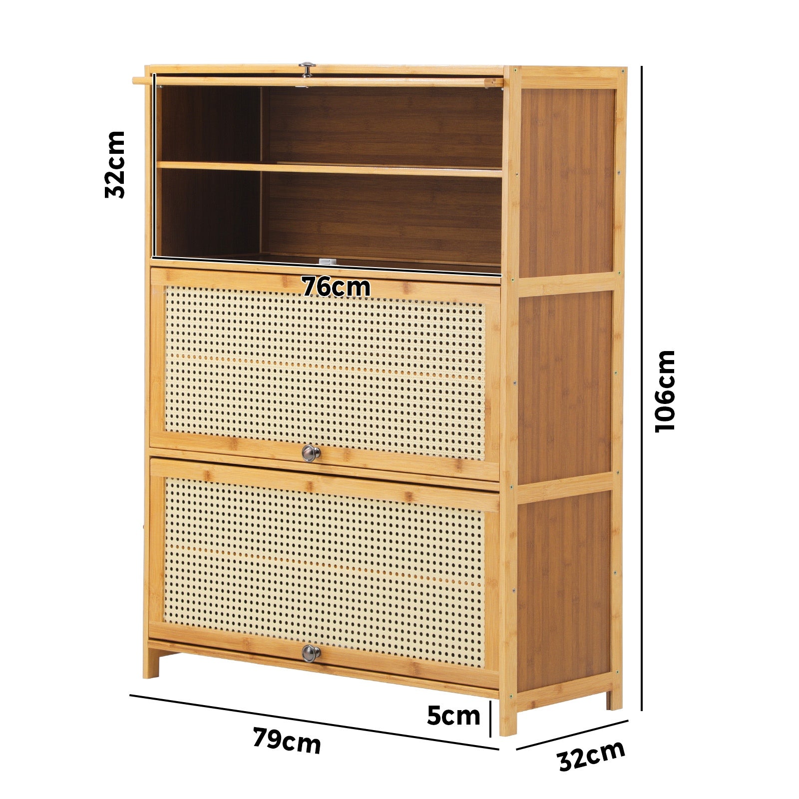 Oikiture Shoe Storage Cabinet Shoes Rack Organiser Shelf 3 Flip-up Doors Brown - Sunyee