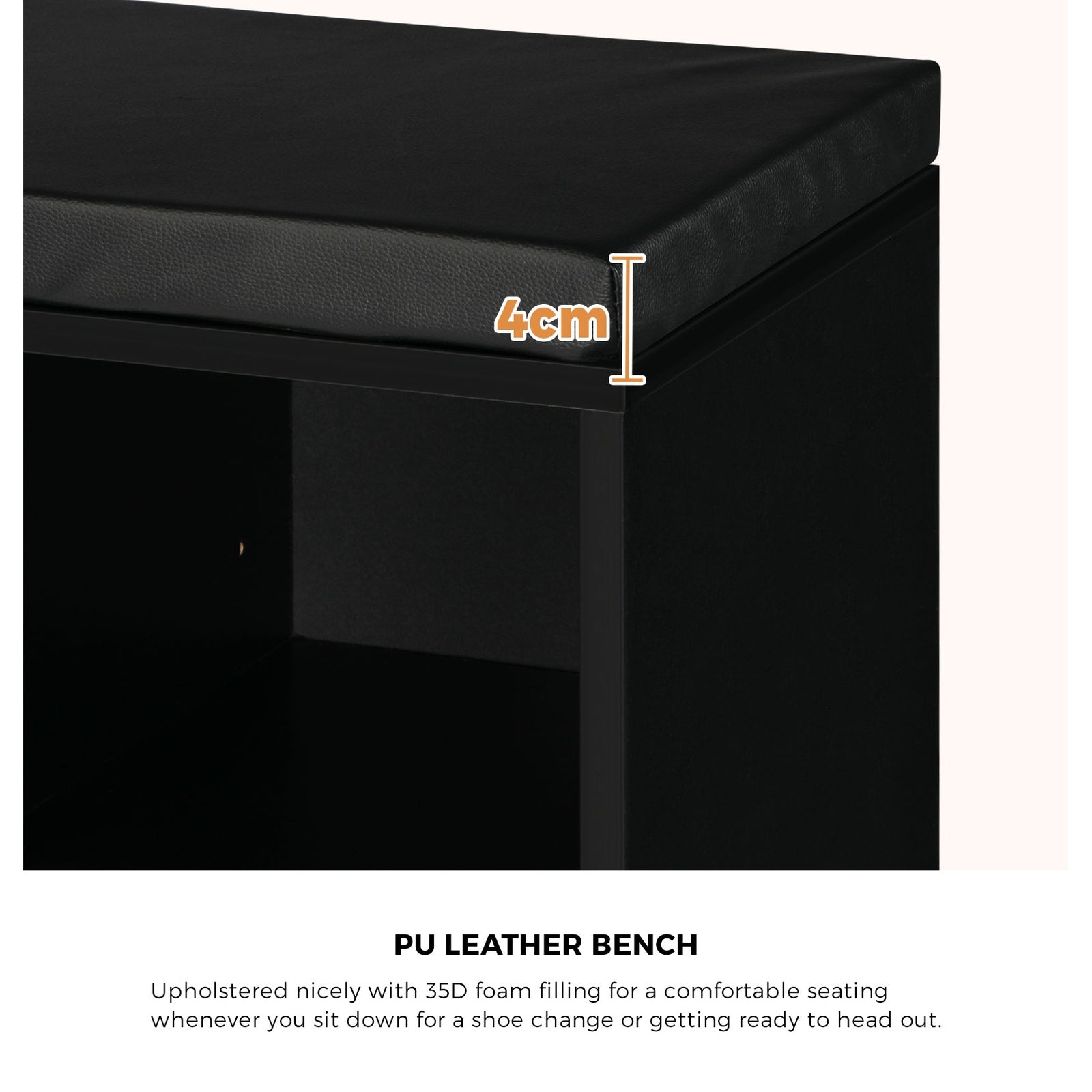 Oikiture Shoe Cabinet Bench Shoe Storage Rack PU Padded Seat Organiser Cupboard - Sunyee