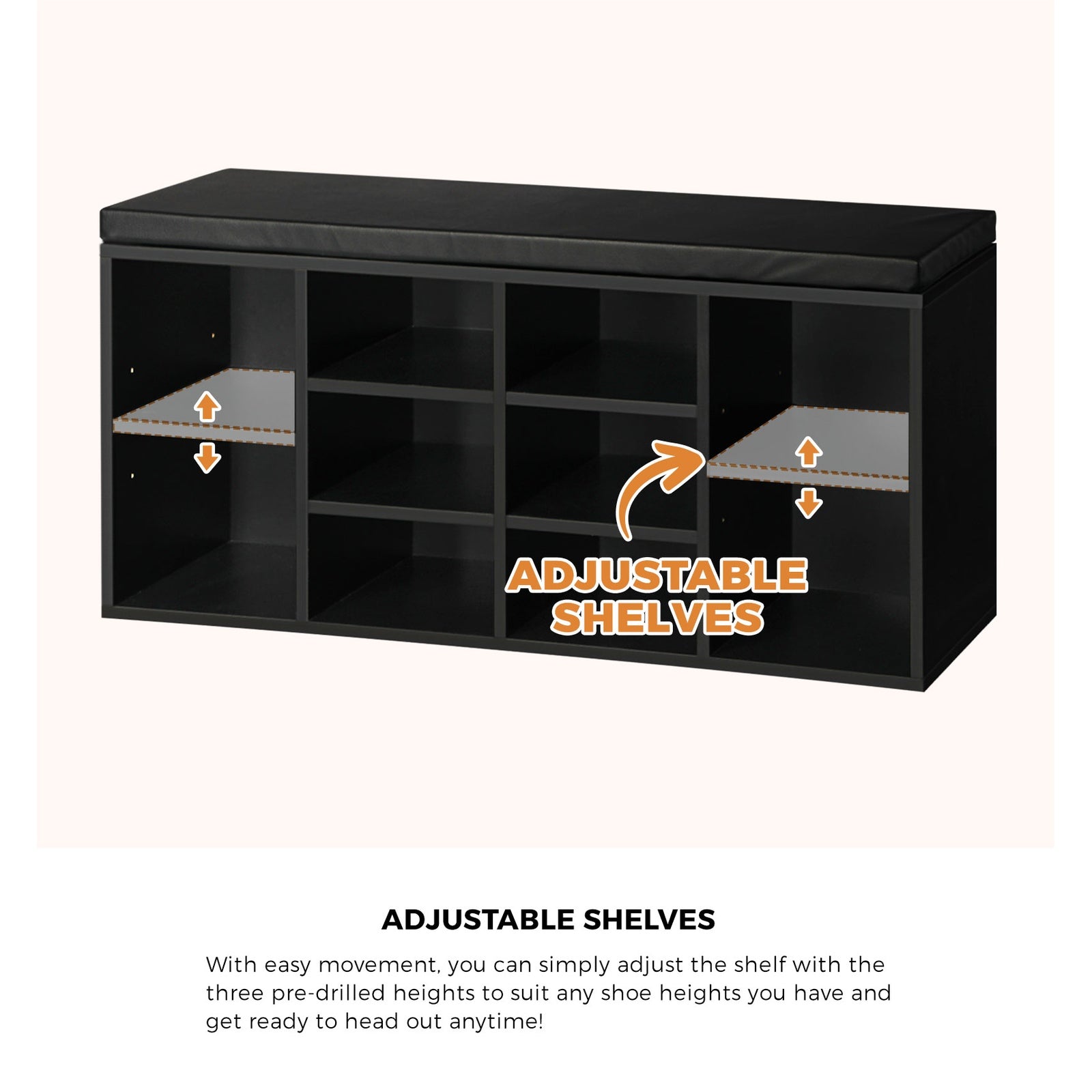 Oikiture Shoe Cabinet Bench Shoe Storage Rack PU Padded Seat Organiser Cupboard - Sunyee