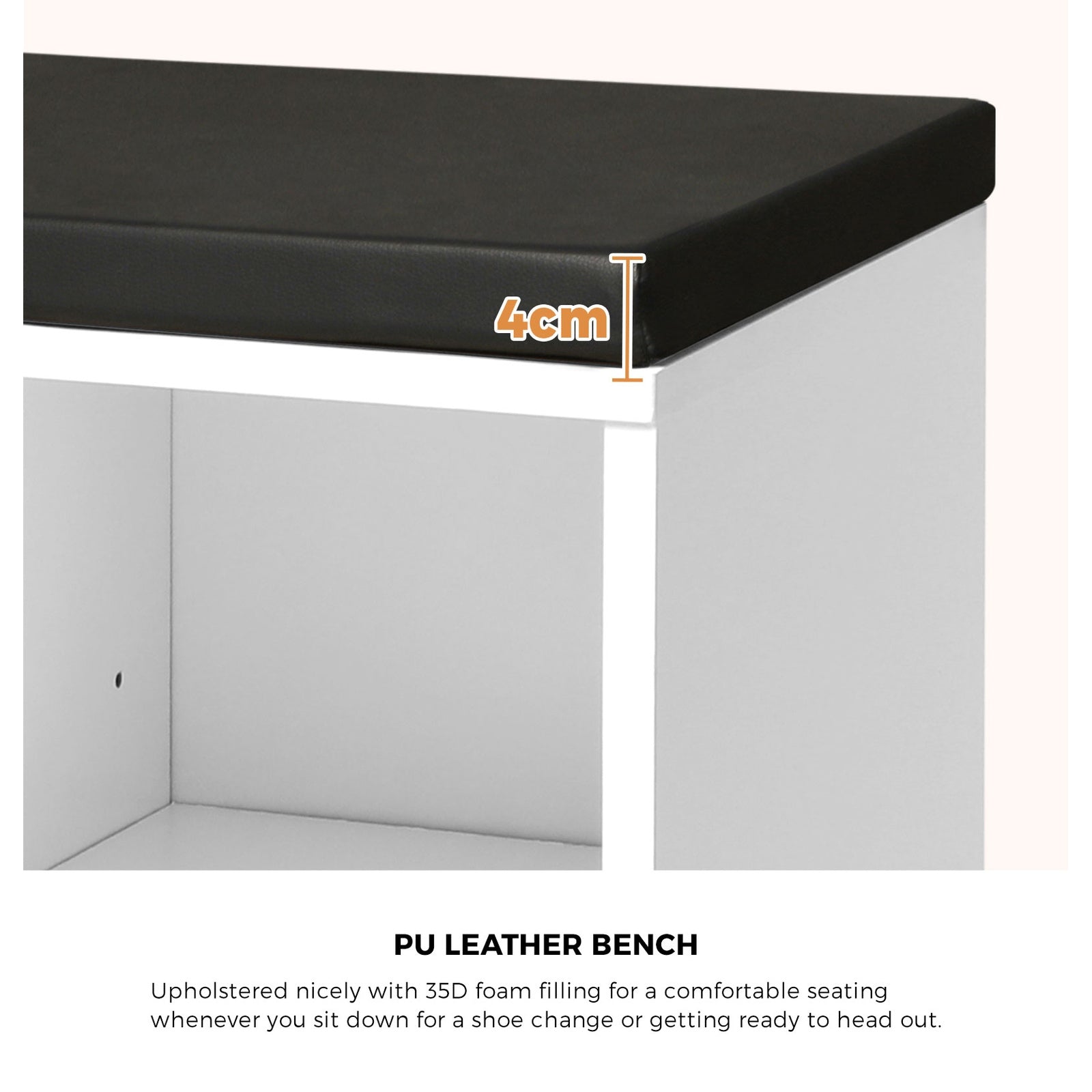 Oikiture Shoe Cabinet Bench Shoe Storage Rack PU Padded Seat Organiser Cupboard - Sunyee
