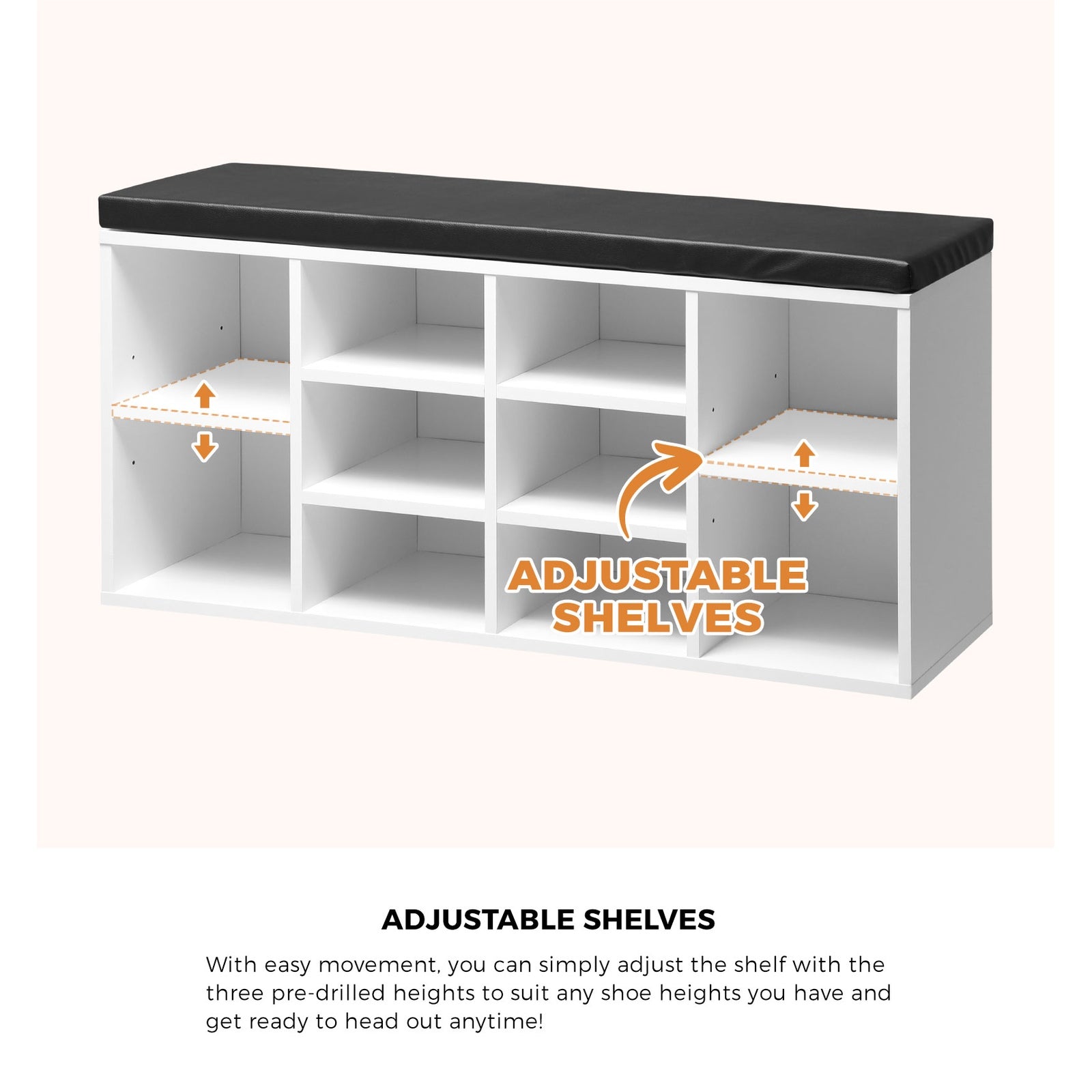 Oikiture Shoe Cabinet Bench Shoe Storage Rack PU Padded Seat Organiser Cupboard - Sunyee