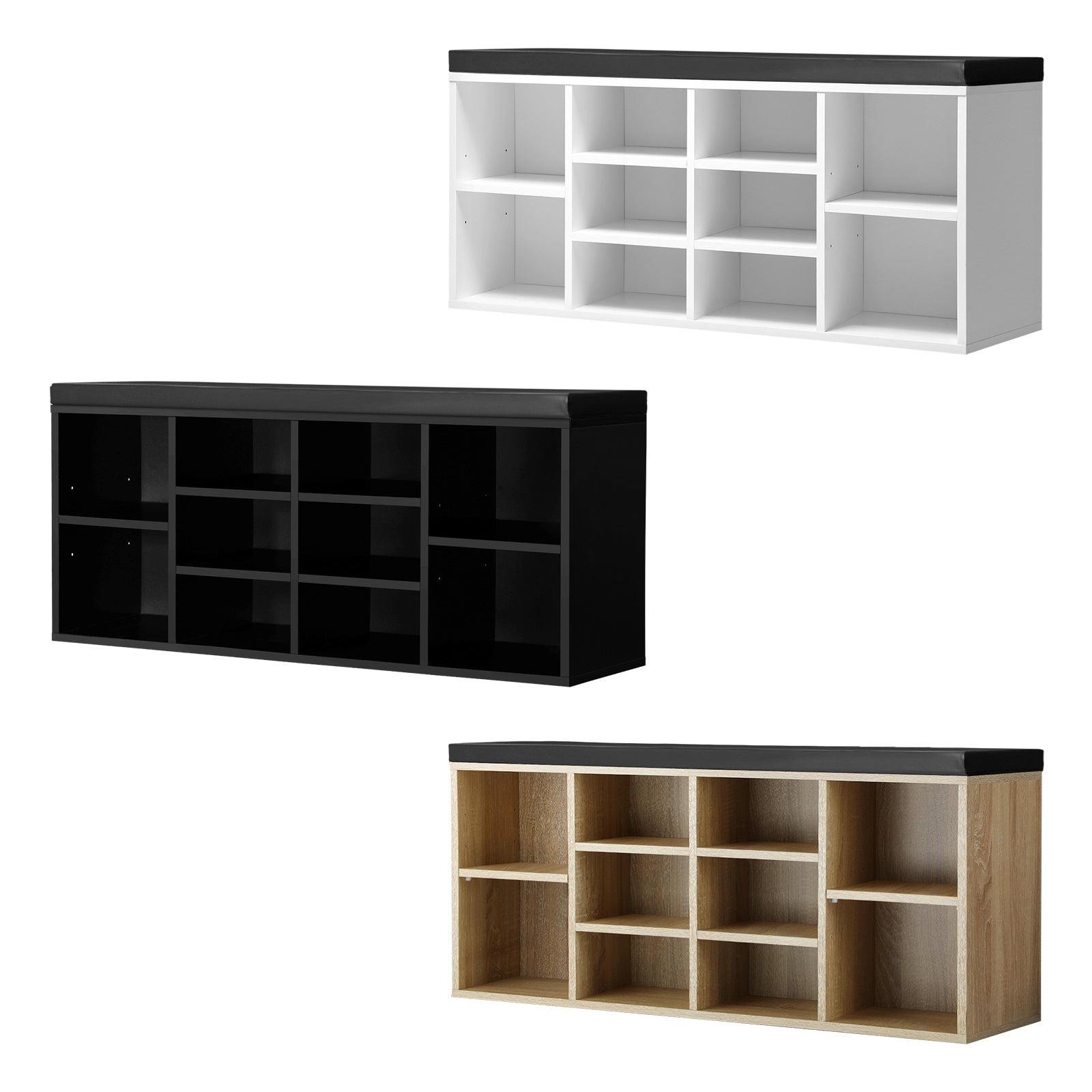 Oikiture Shoe Cabinet Bench Shoe Storage Rack PU Padded Seat Organiser Cupboard - Sunyee