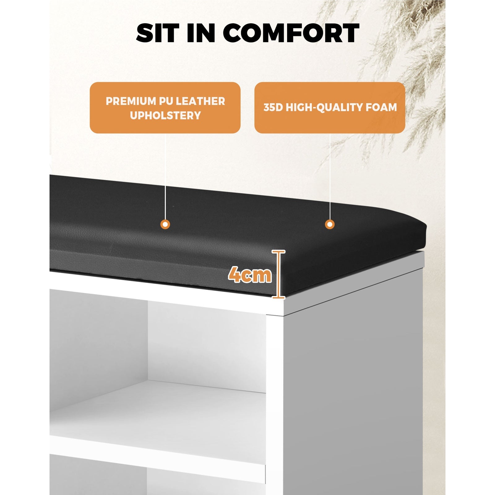 Oikiture Shoe Cabinet Bench Organiser Shoe Rack Storage Padded Seat Wooden Shelf - Sunyee