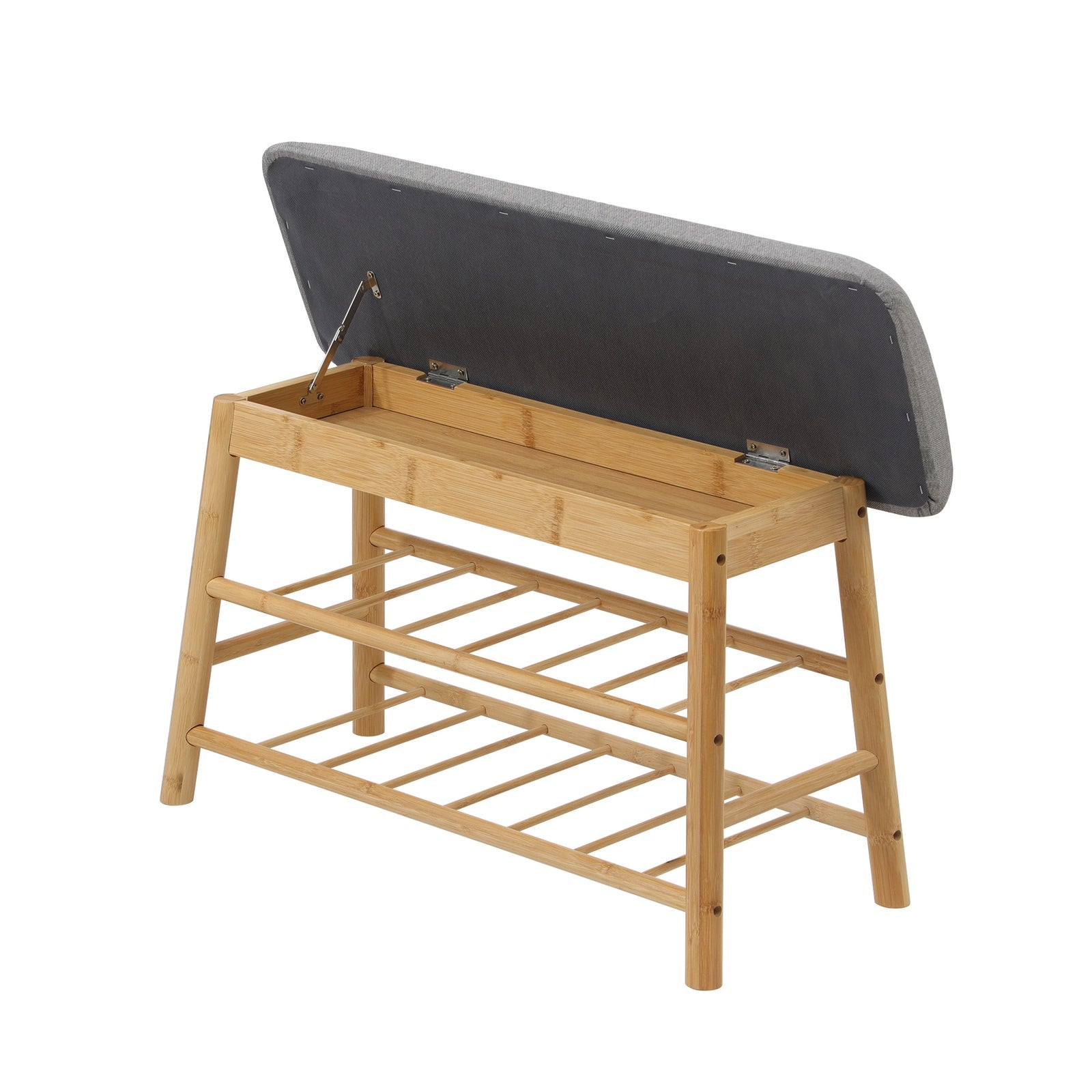 Oikiture Shoe Storage Bench Bamboo Shoes Rack Cabinet Shelf Organiser Stool 70cm - Sunyee