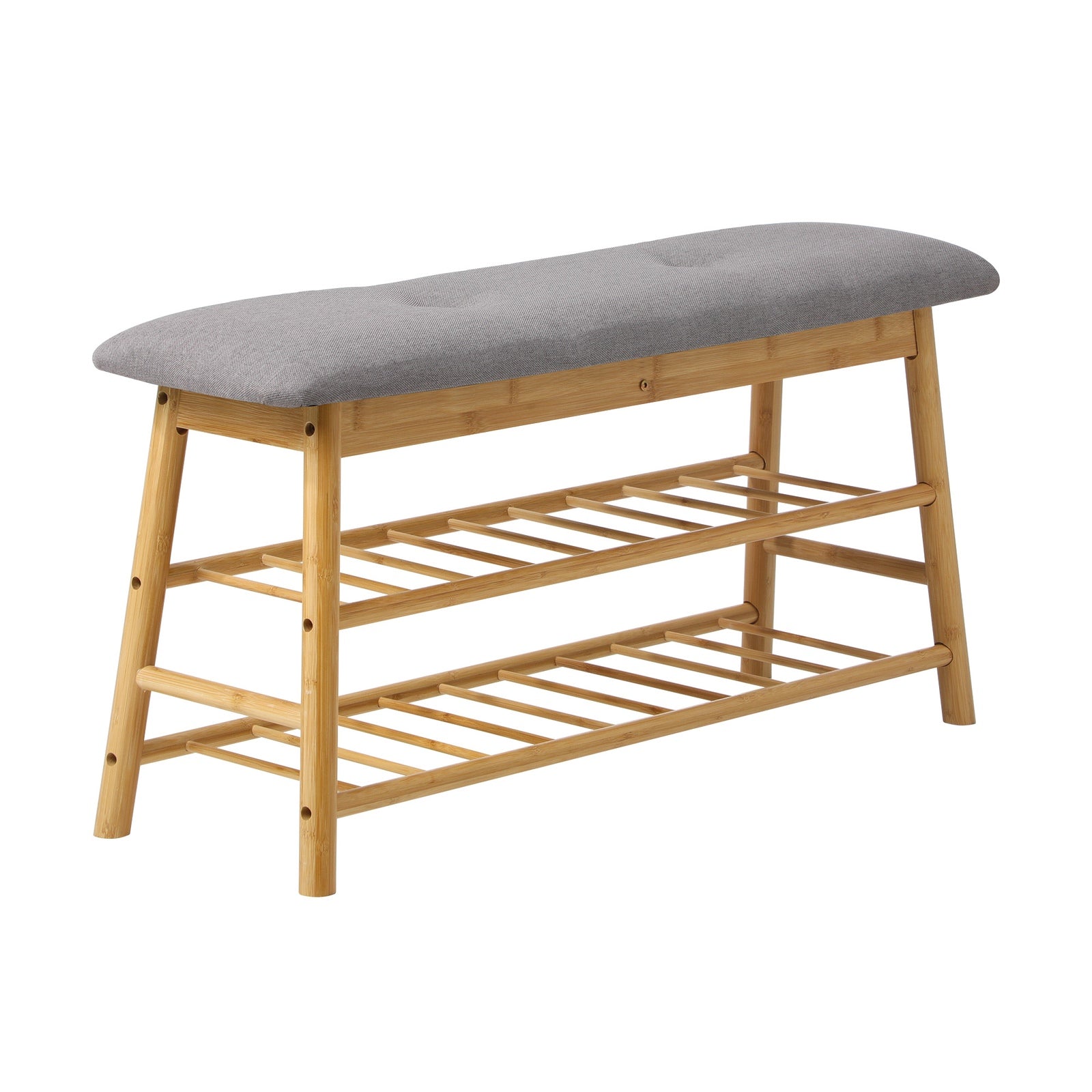 Oikiture Shoe Storage Bench Bamboo Shoes Rack Cabinet Shelf Organiser Stool 90cm - Sunyee